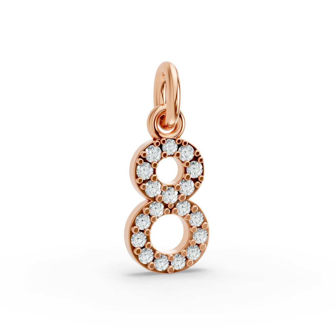 Round Shape Diamond Numeric Collection in Gold