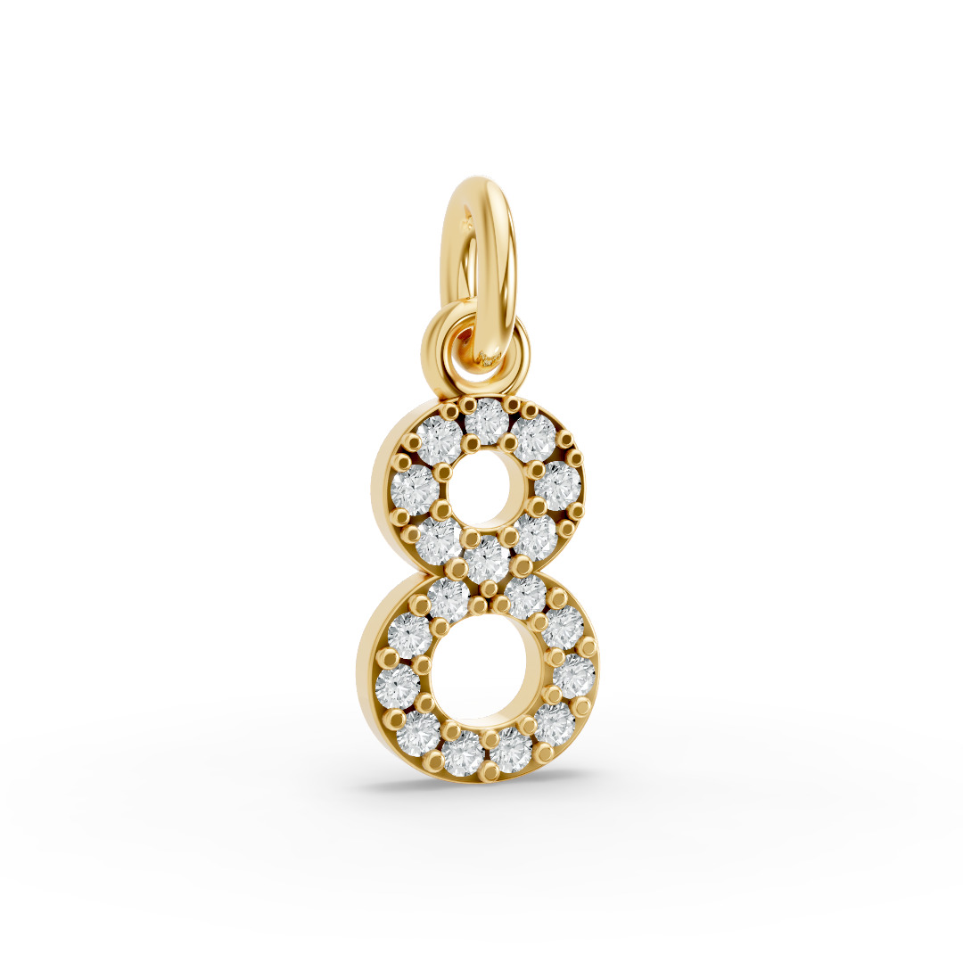 Round Shape Diamond Numeric Collection in Gold