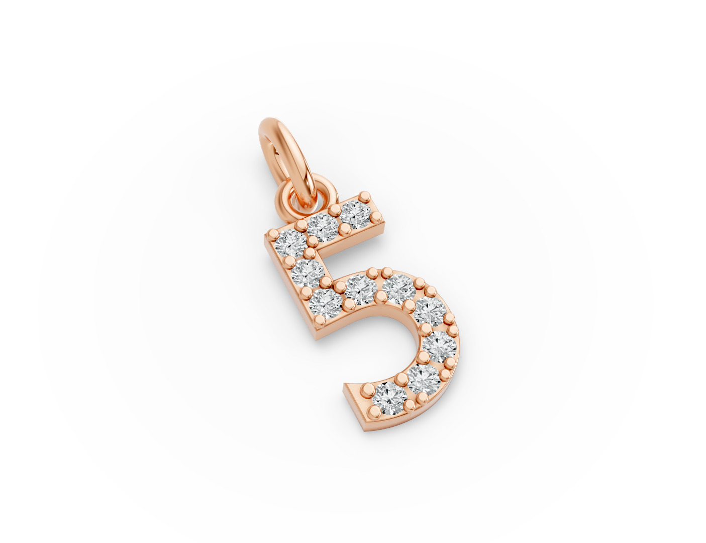 Round Shape Diamond Numeric Collection in Gold