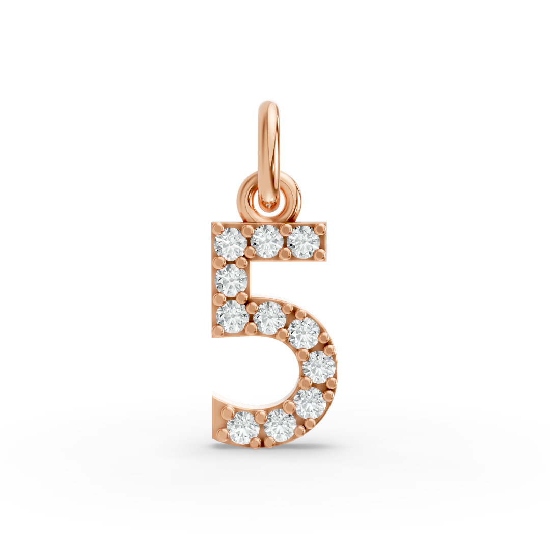 Round Shape Diamond Numeric Collection in Gold