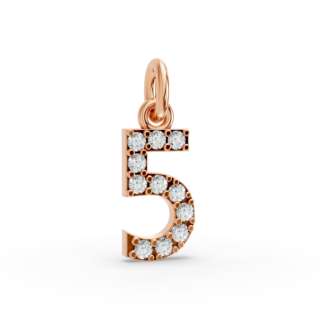Round Shape Diamond Numeric Collection in Gold