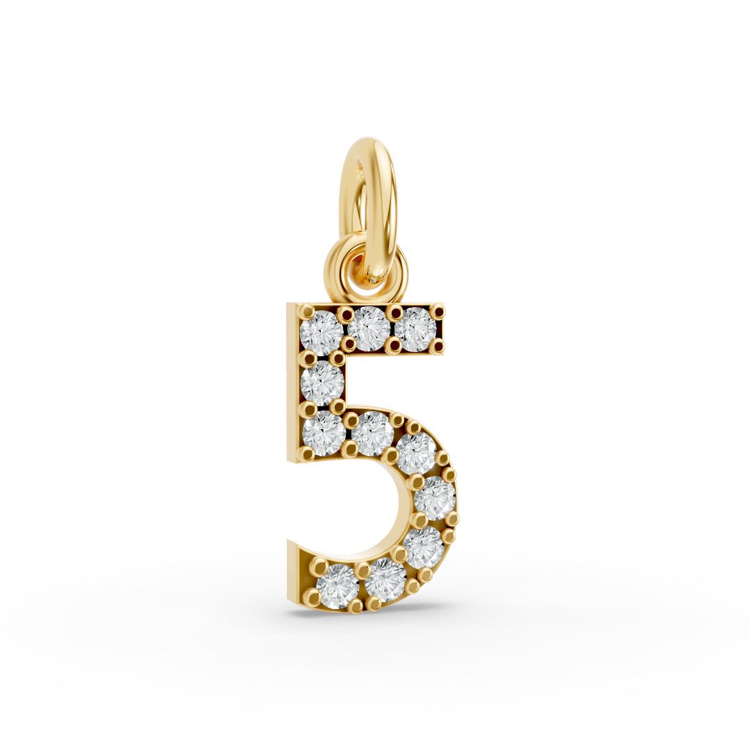 Round Shape Diamond Numeric Collection in Gold
