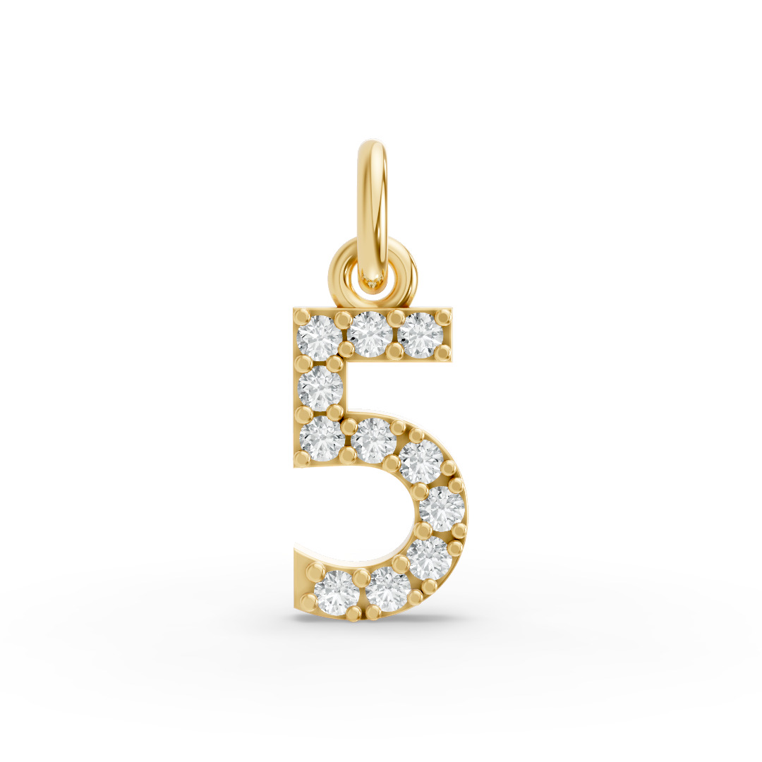 Round Shape Diamond Numeric Collection in Gold