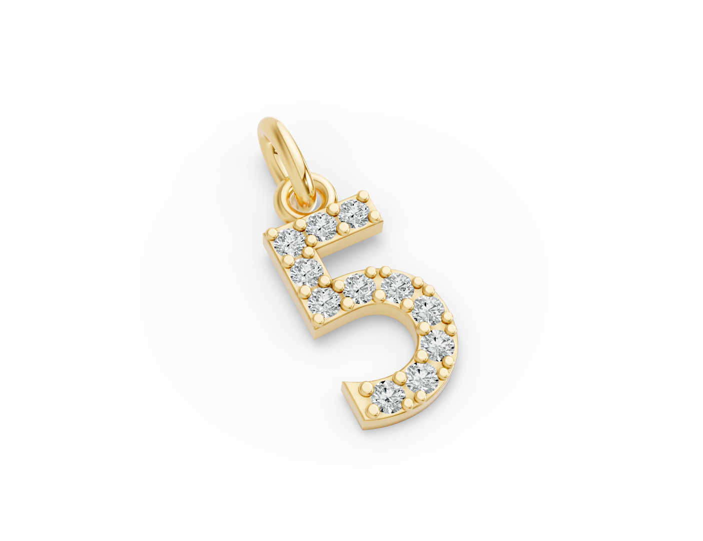 Round Shape Diamond Numeric Collection in Gold