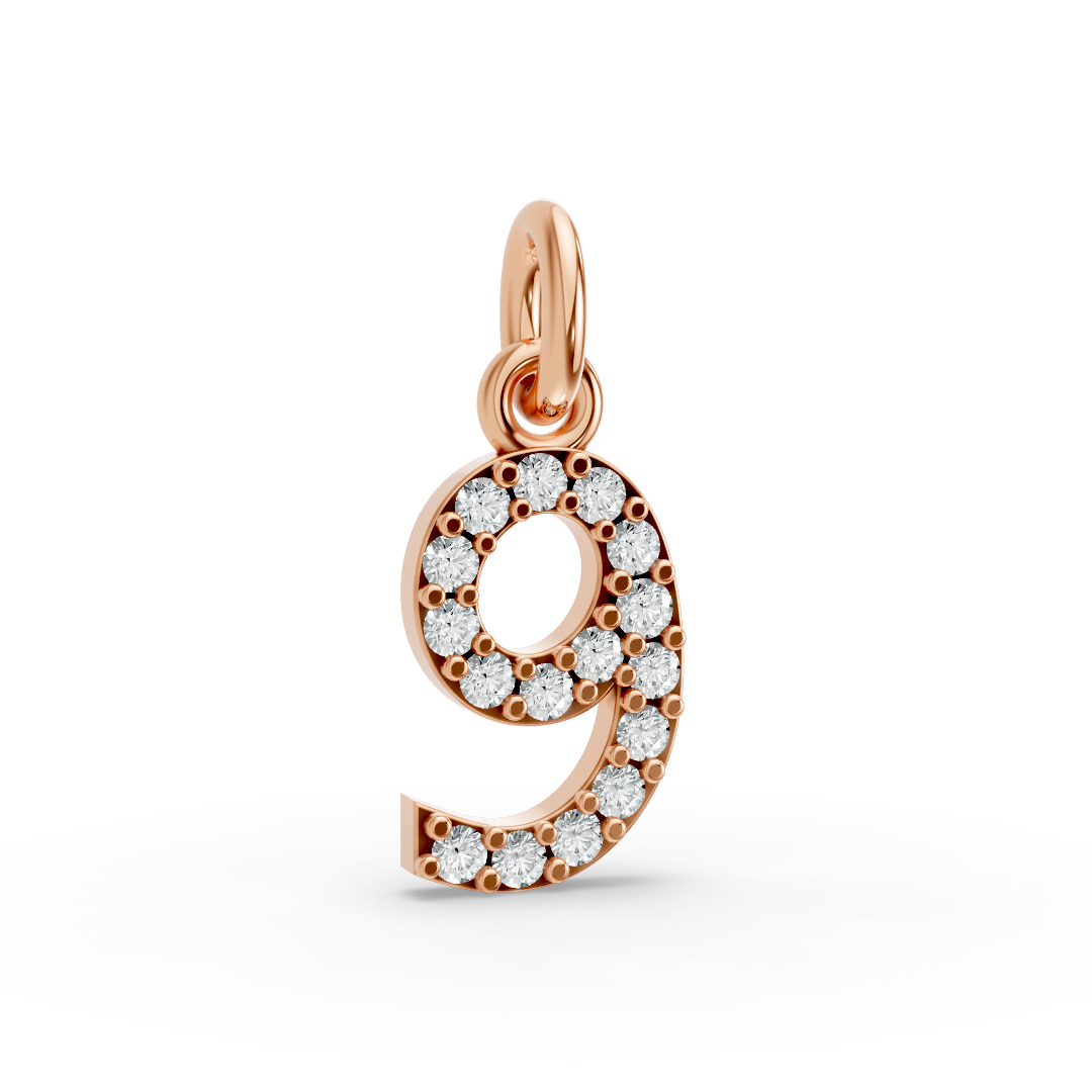 Round Shape Diamond Numeric Collection in Gold