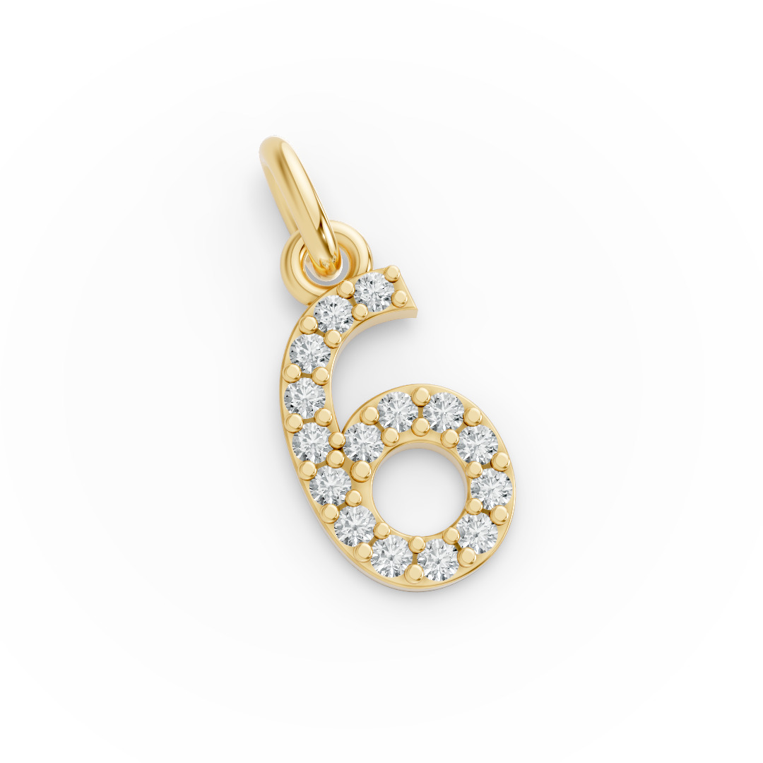 Round Shape Diamond Numeric Collection in Gold