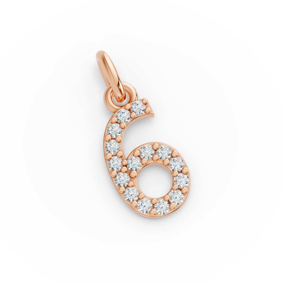 Round Shape Diamond Numeric Collection in Gold