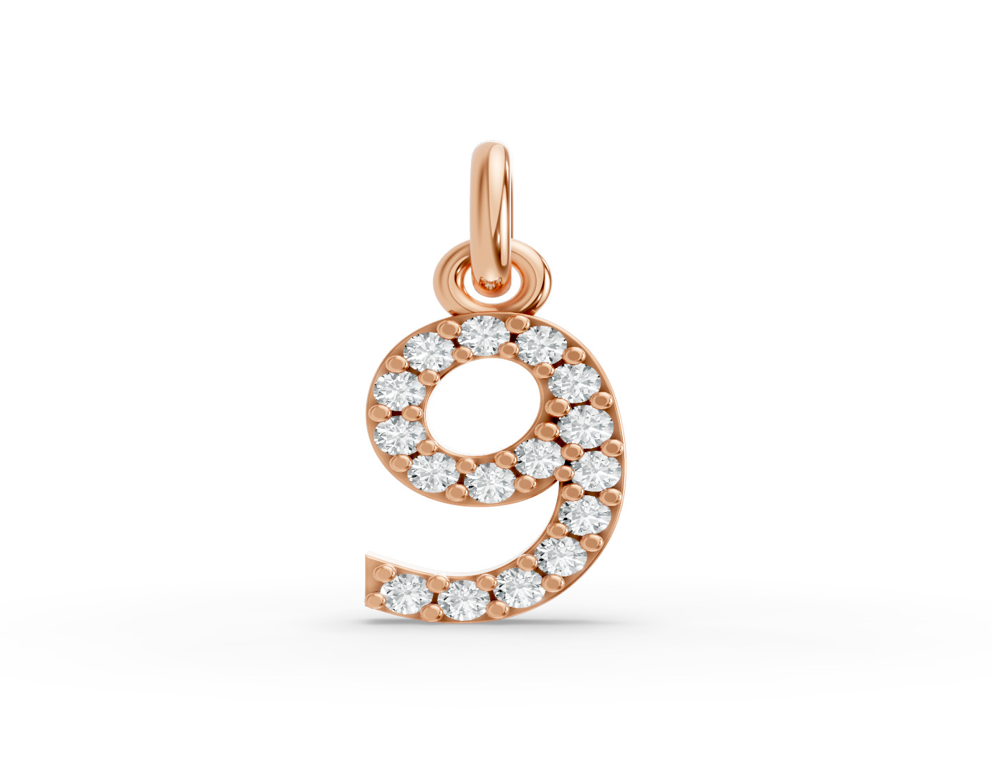 Round Shape Diamond Numeric Collection in Gold