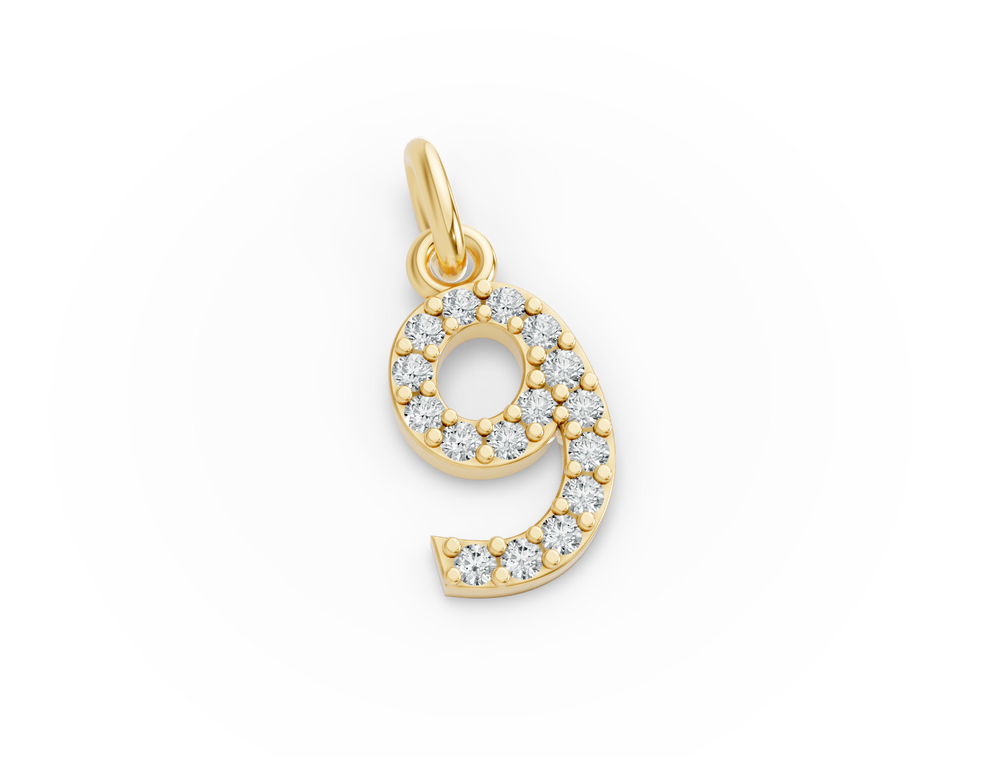 Round Shape Diamond Numeric Collection in Gold
