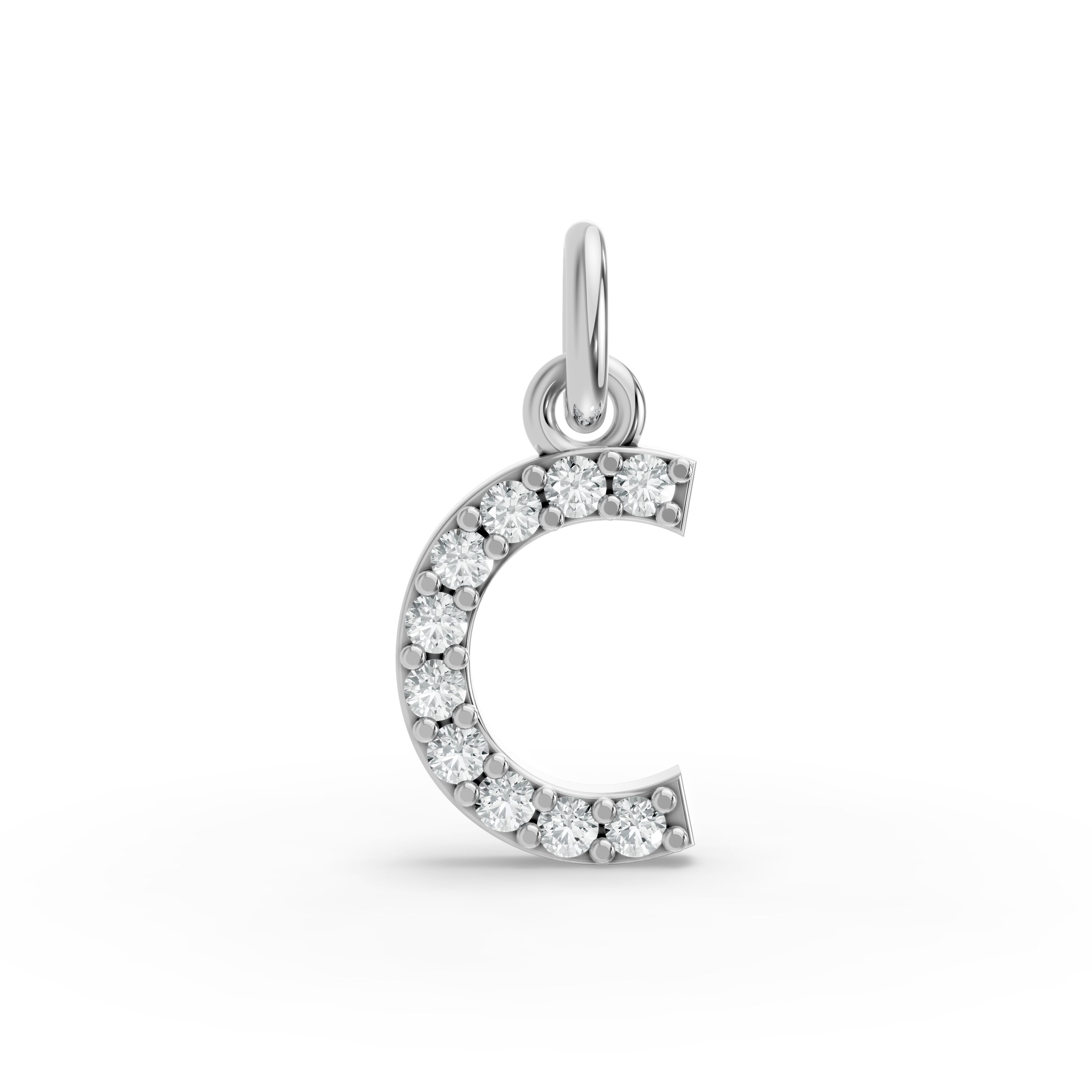 Round Shape Diamond Alphabet Collection in Gold