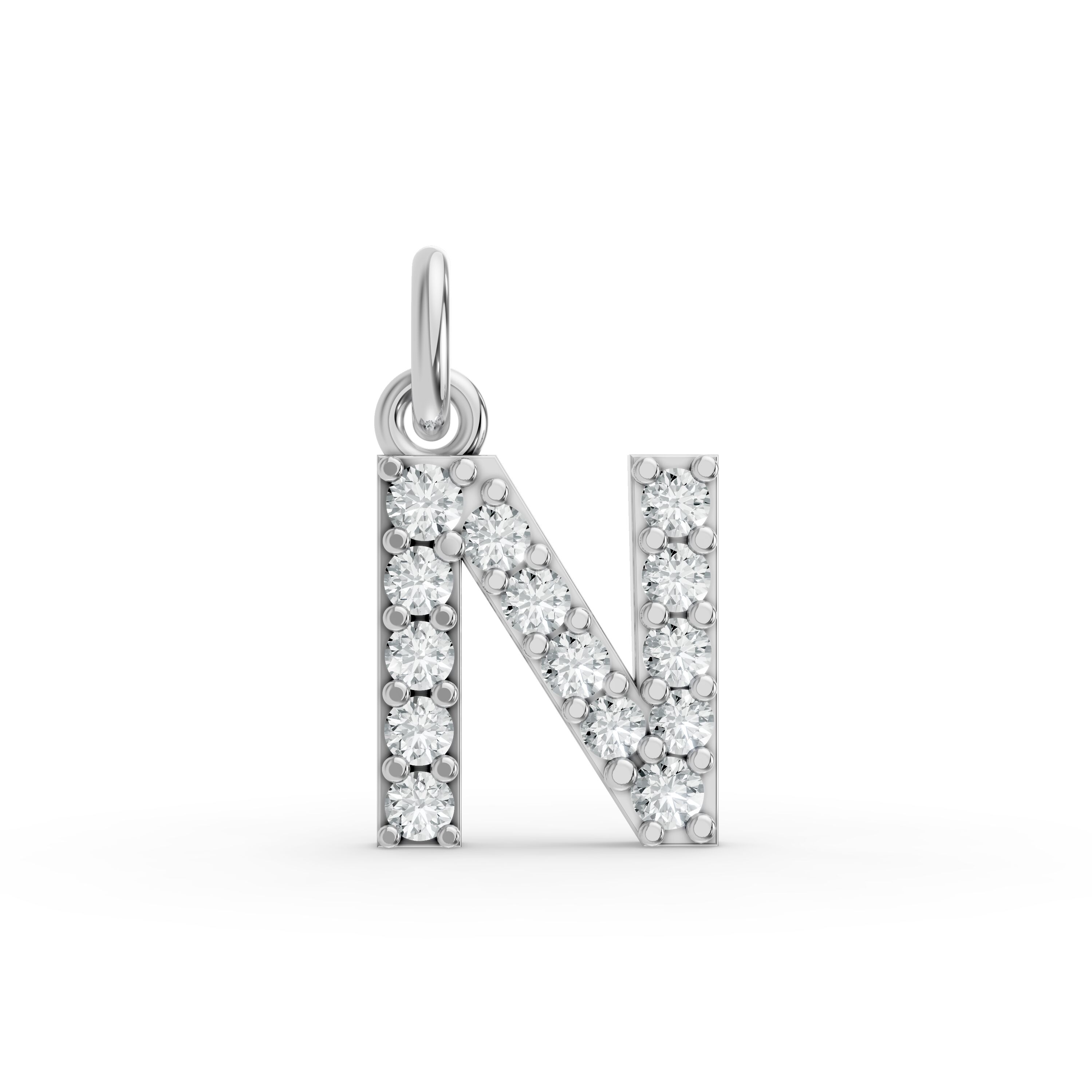 Round Shape Diamond Alphabet Collection in Gold
