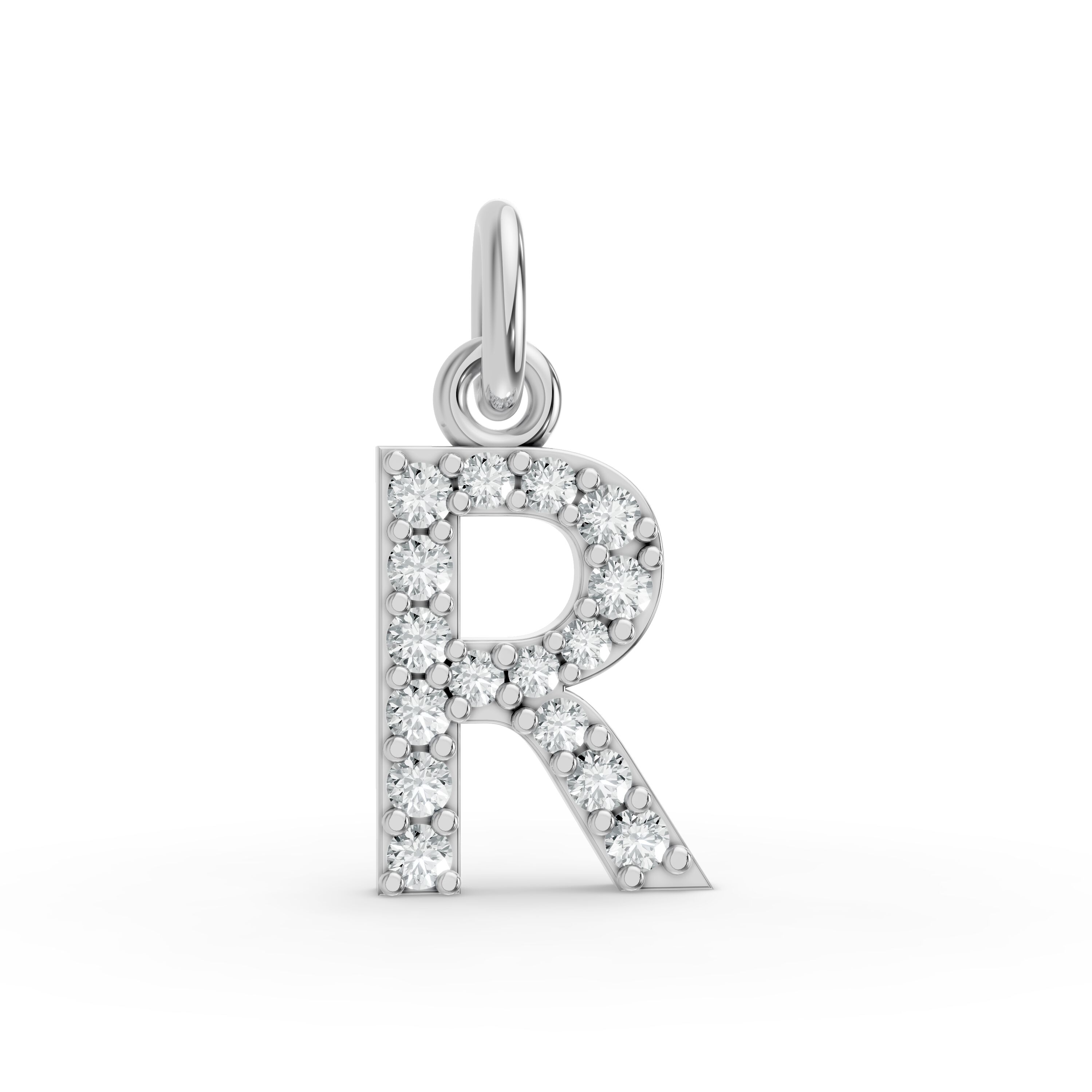 Round Shape Diamond Alphabet Collection in Gold