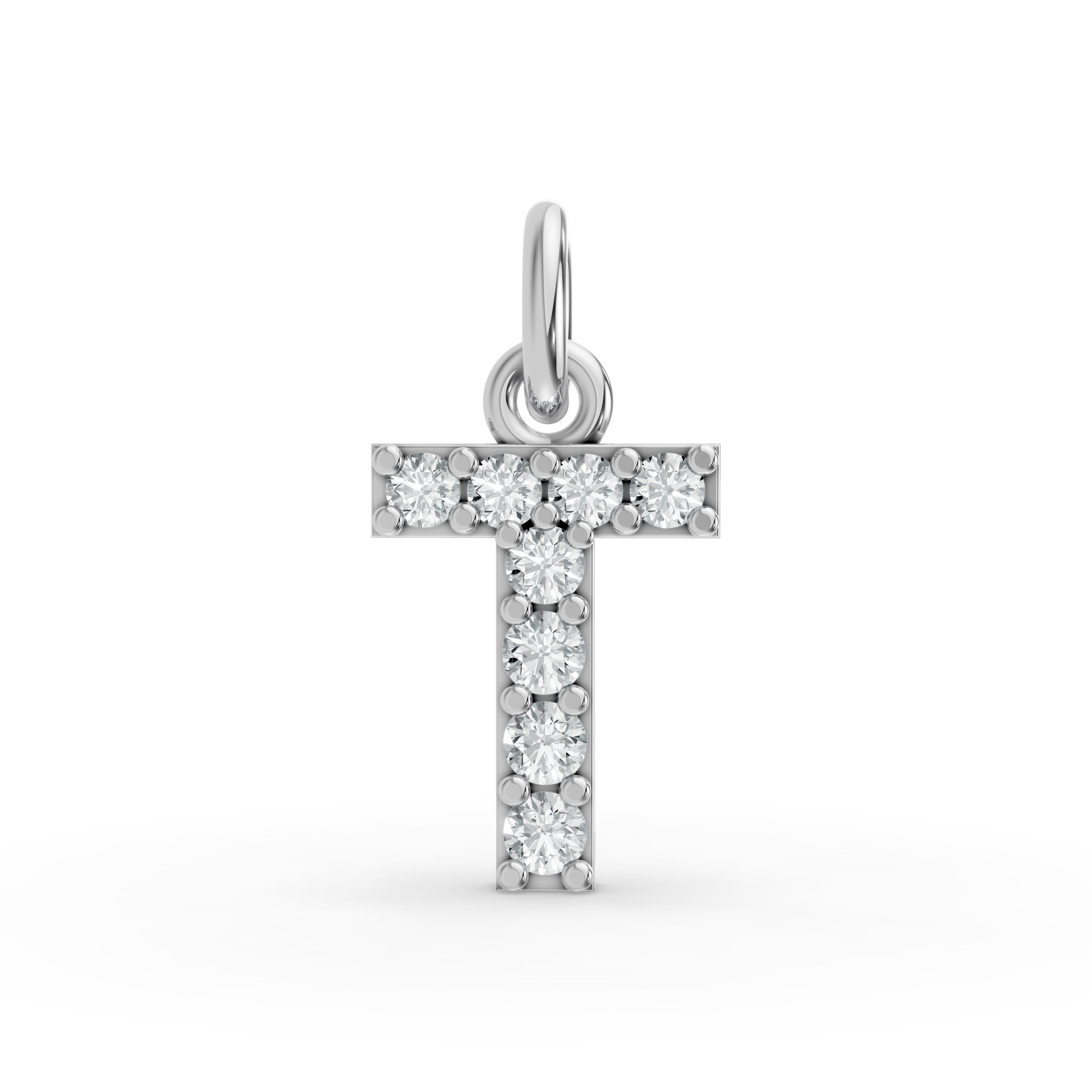 Round Shape Diamond Alphabet Collection in Gold