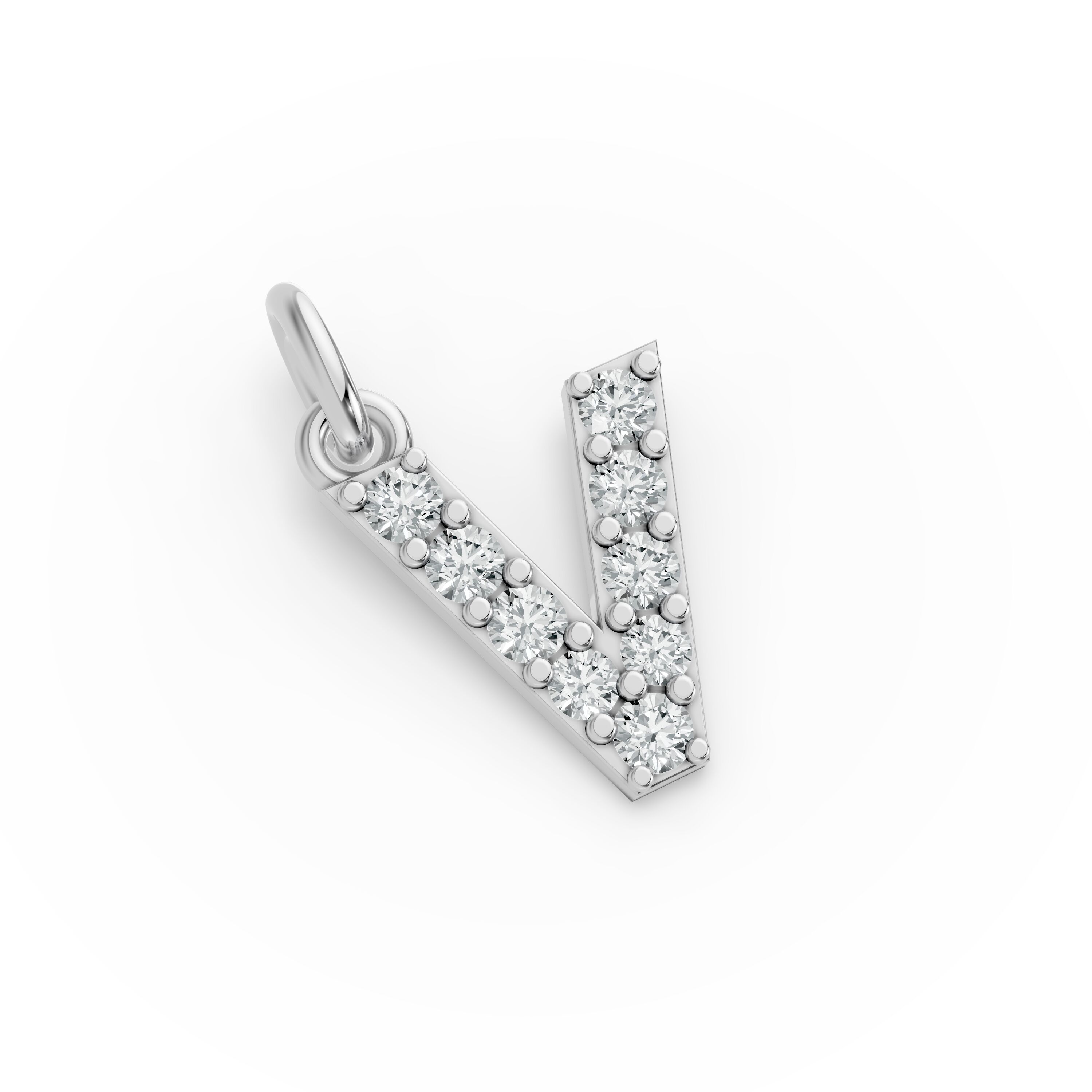 Round Shape Diamond Alphabet Collection in Gold