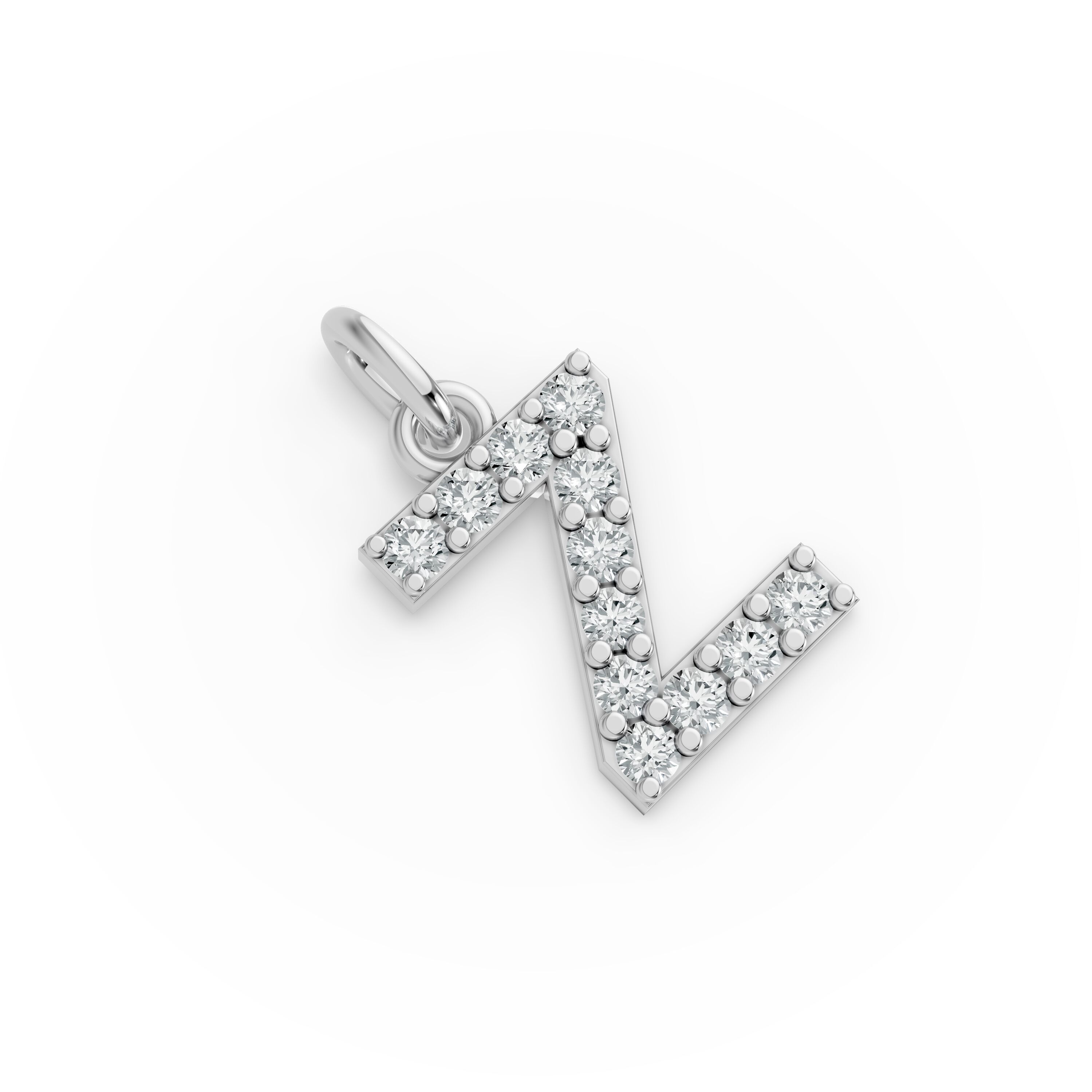 Round Shape Diamond Alphabet Collection in Gold