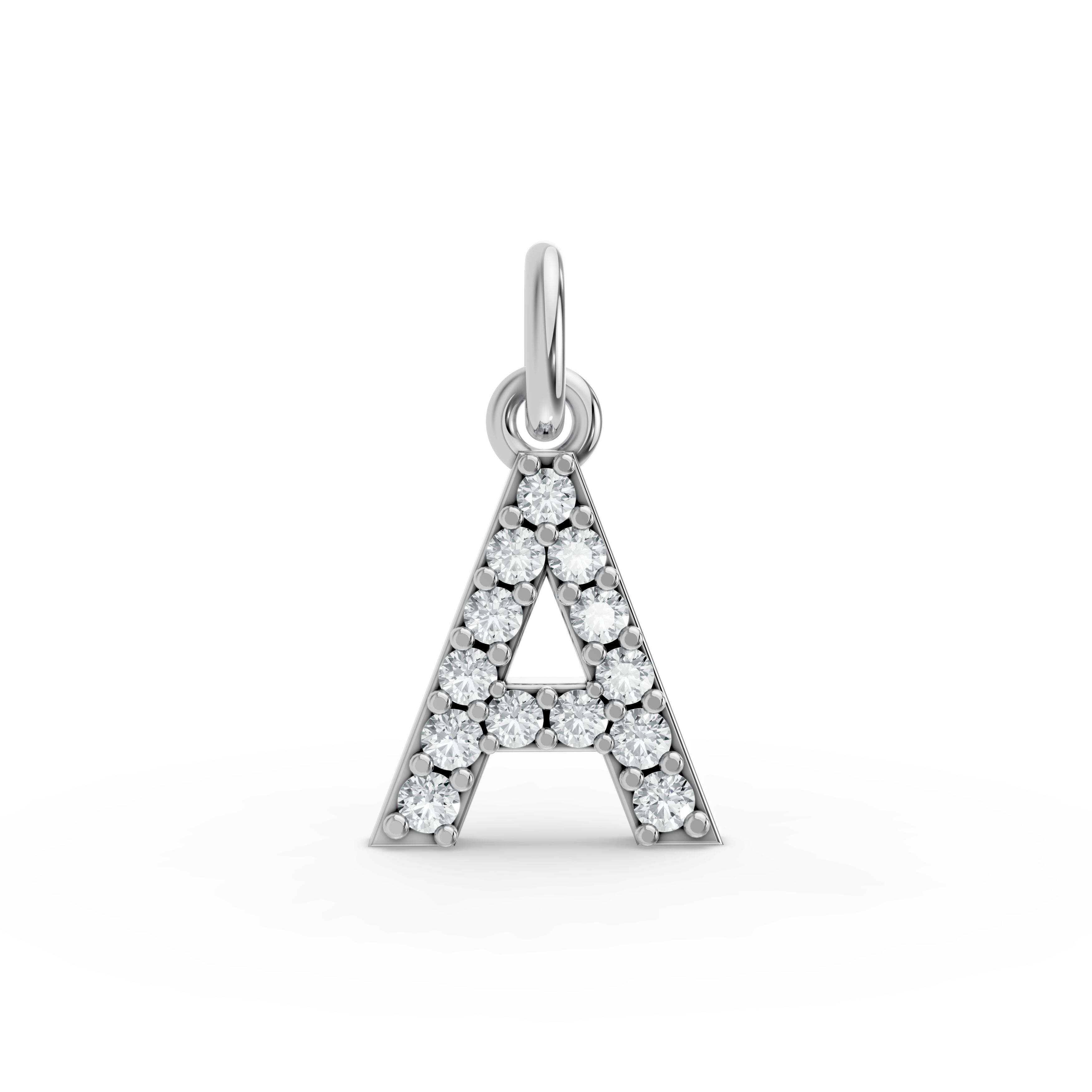Round Shape Diamond Alphabet Collection in Gold