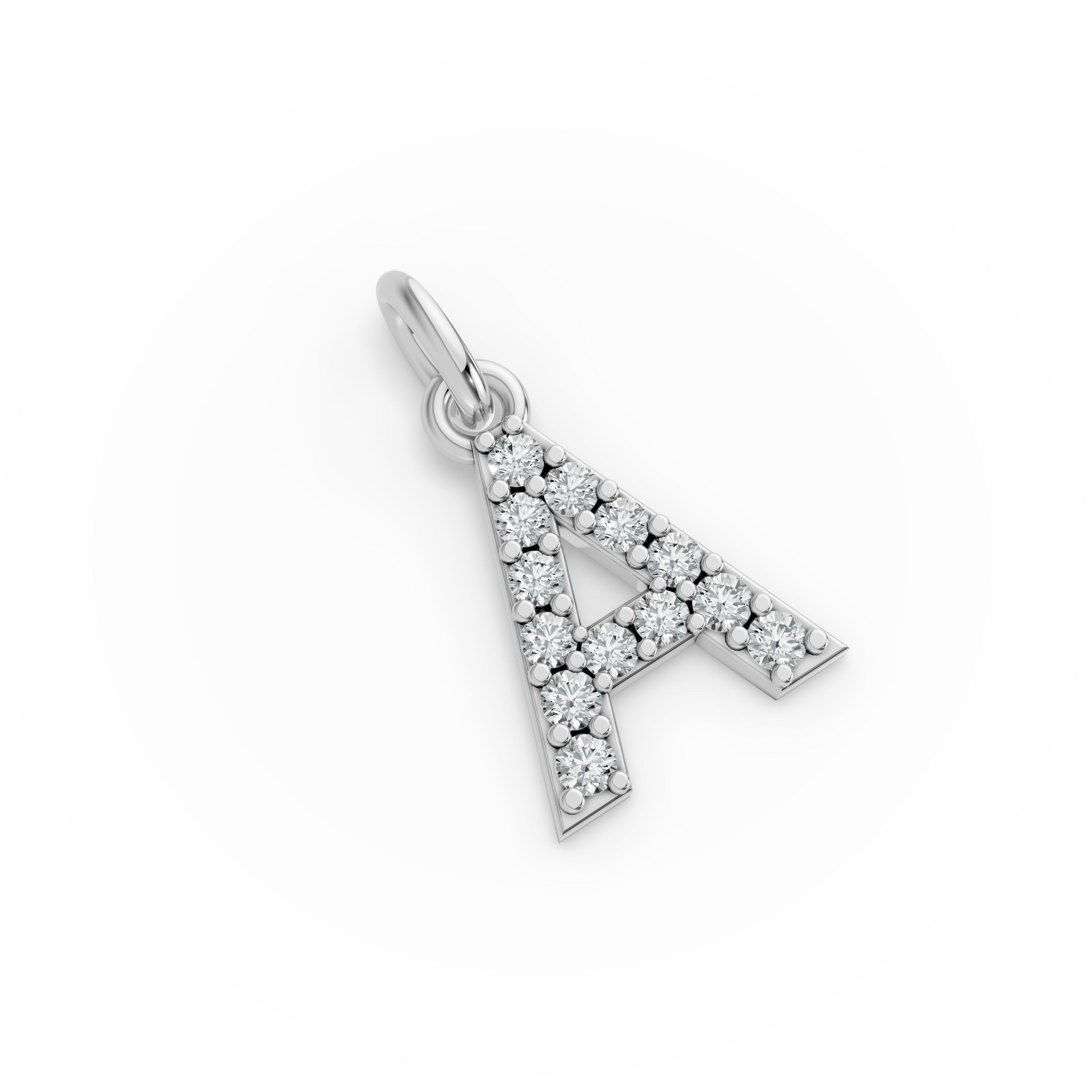 Round Shape Diamond Alphabet Collection in Gold
