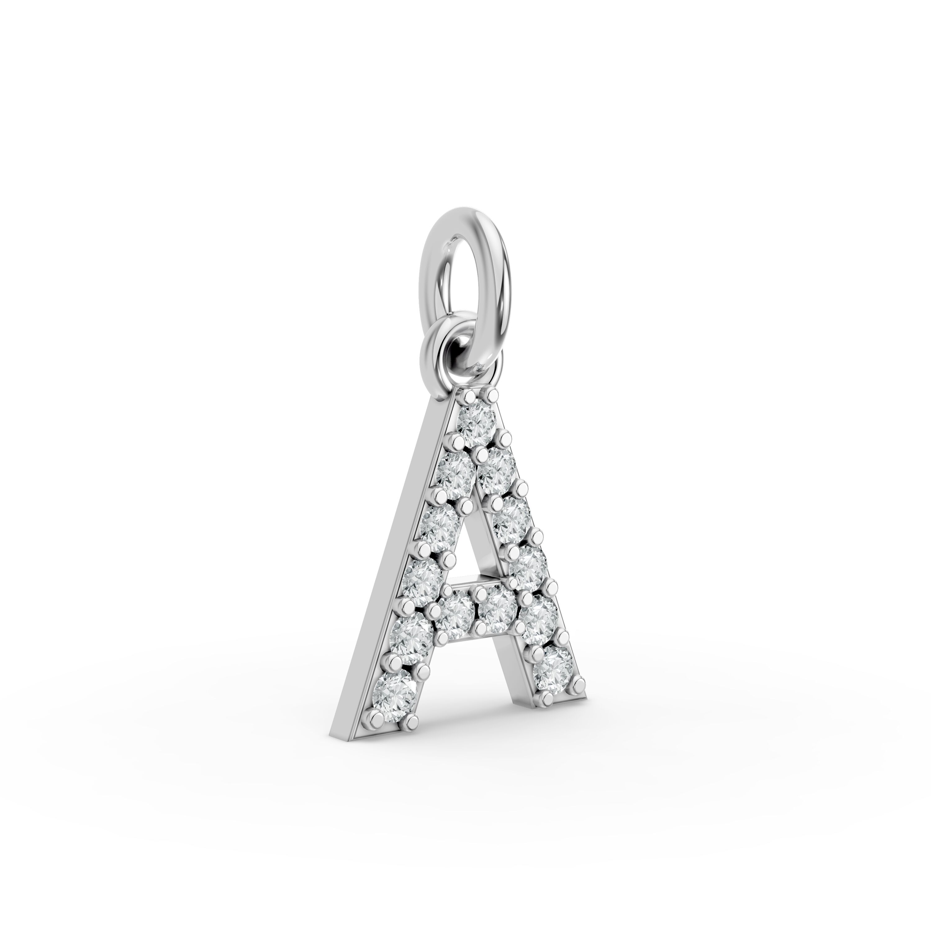 Round Shape Diamond Alphabet Collection in Gold