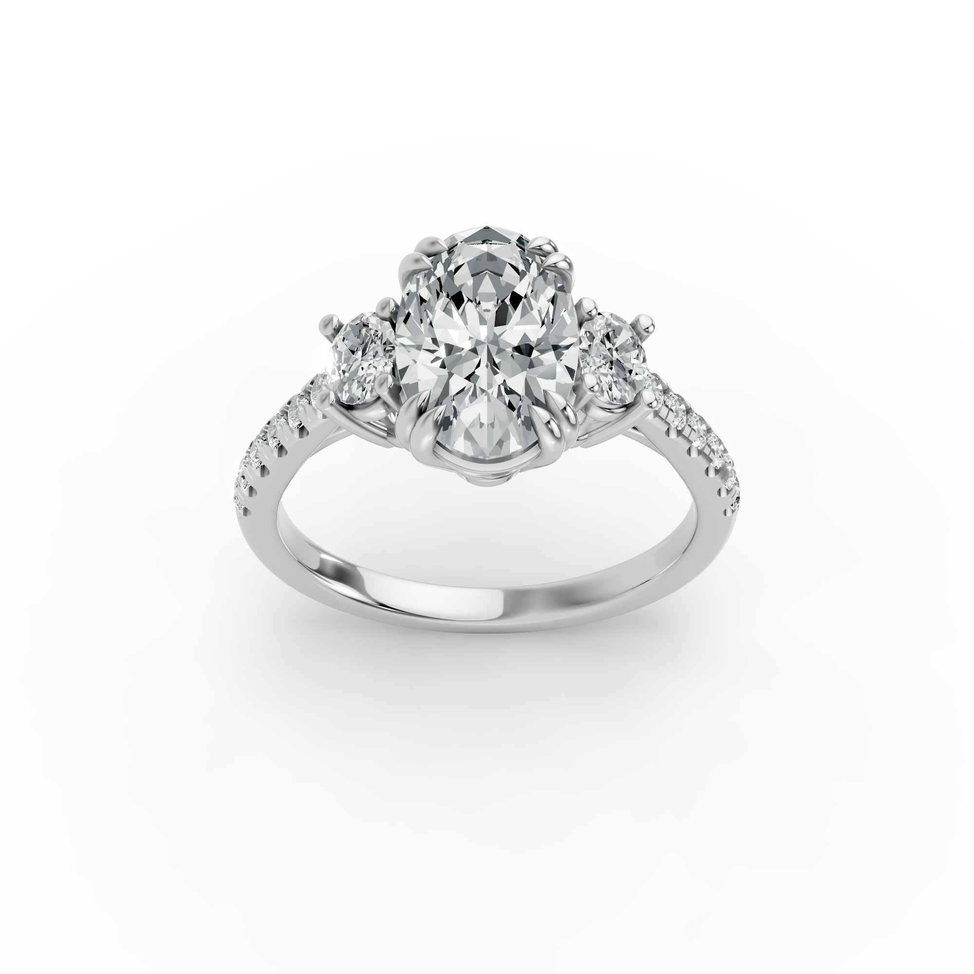 Oval Shape Diamond Fancy Engagement Ring in Gold