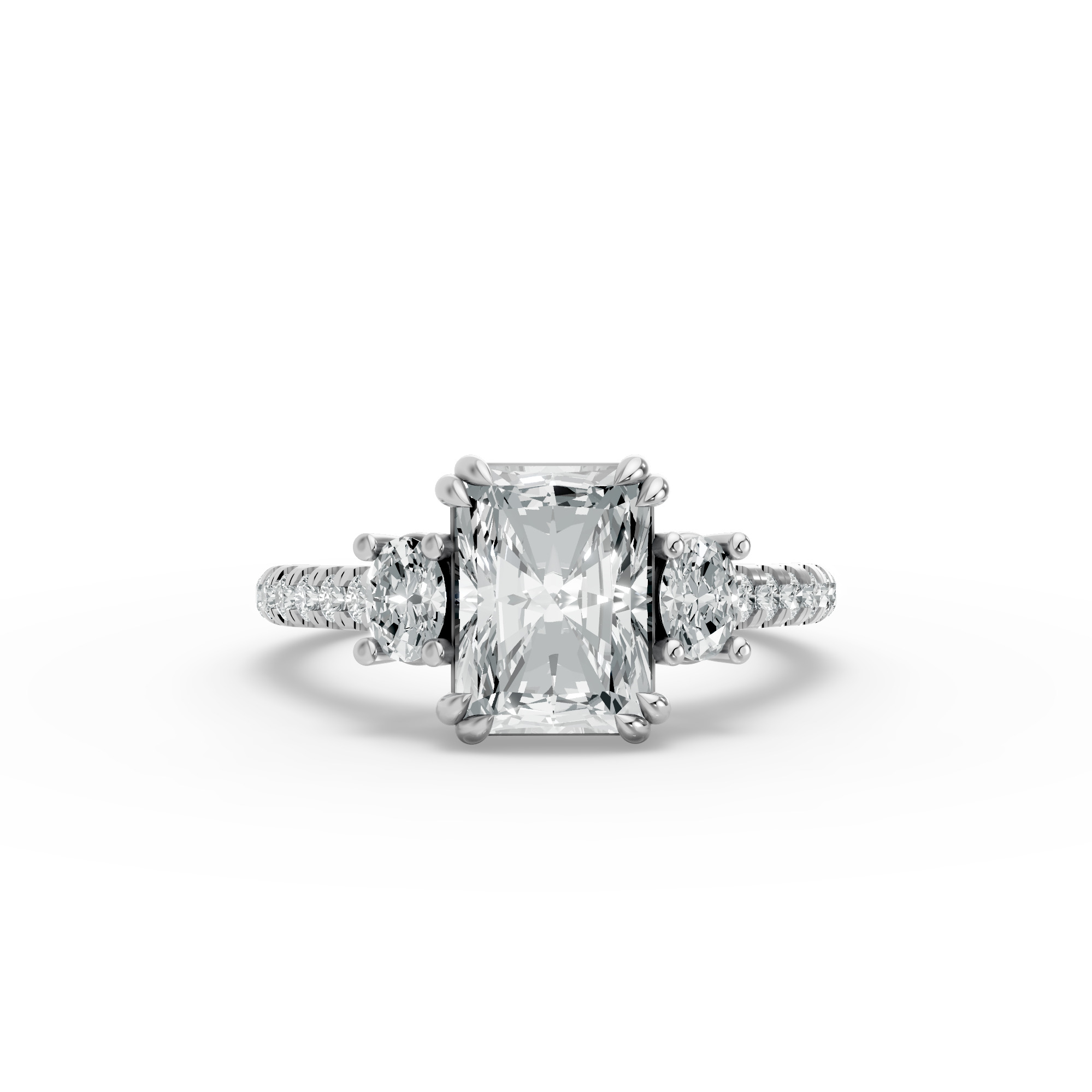 Radiant Shape Diamond Fancy Engagement Ring in Gold
