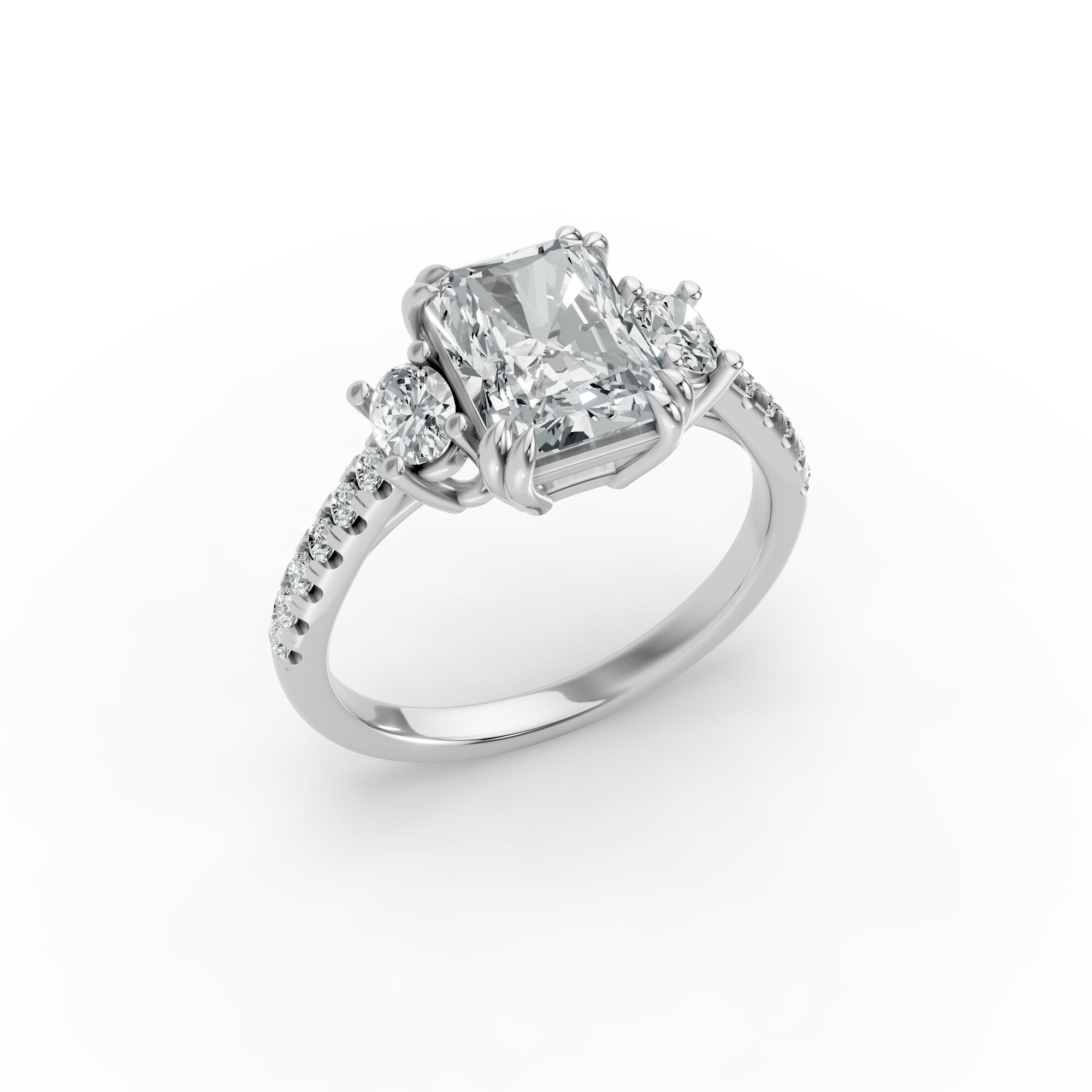 Radiant Shape Diamond Fancy Engagement Ring in Gold