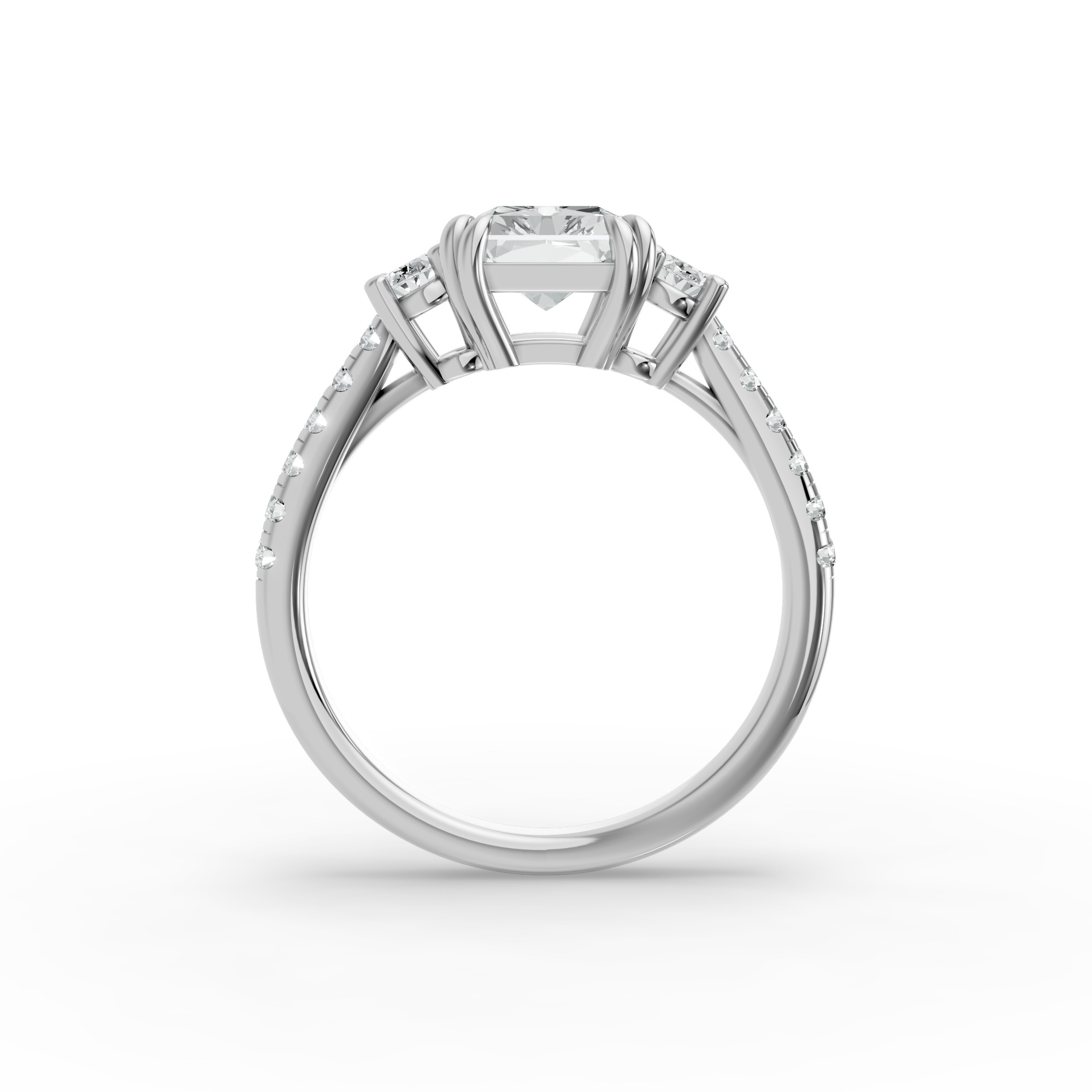 Radiant Shape Diamond Fancy Engagement Ring in Gold