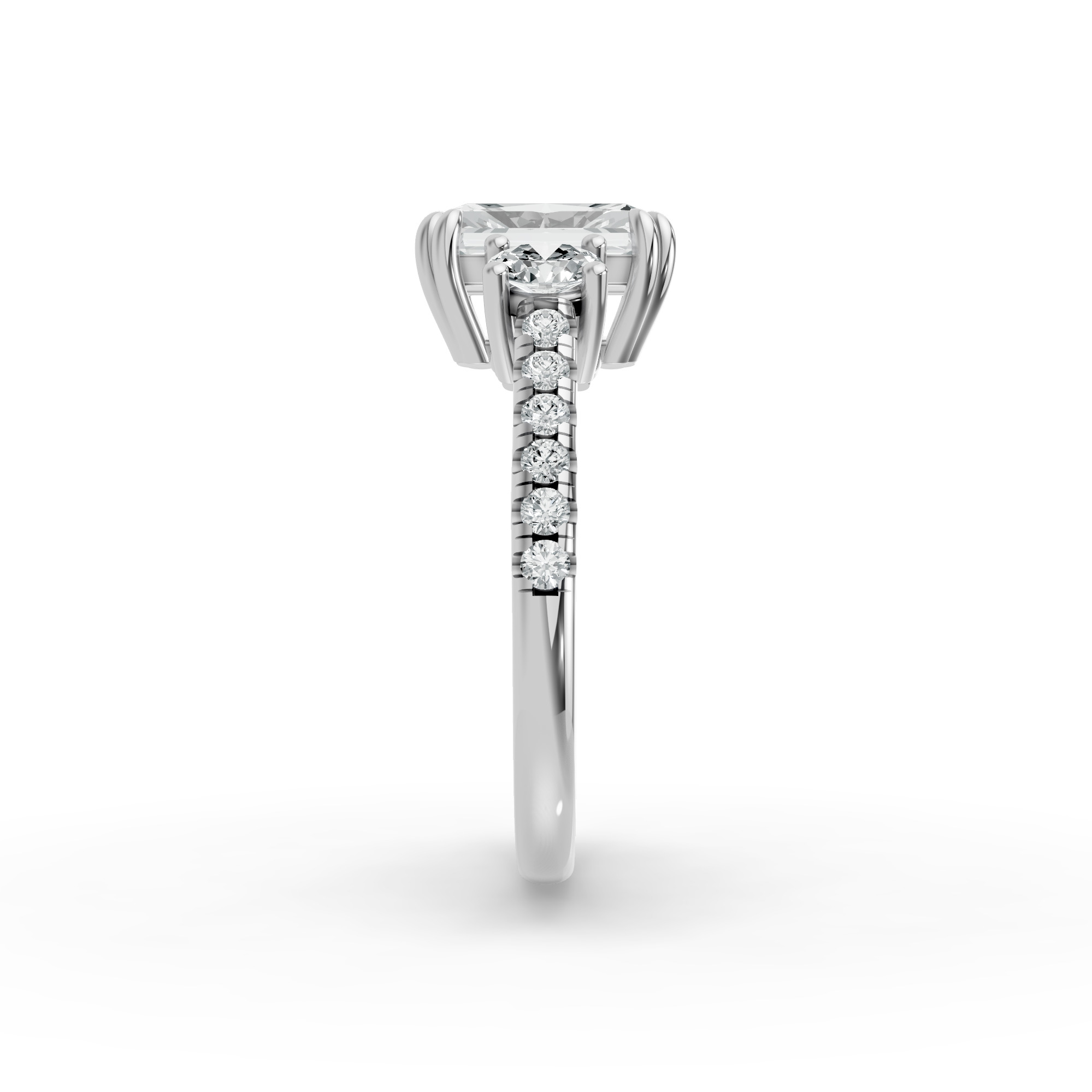 Radiant Shape Diamond Fancy Engagement Ring in Gold