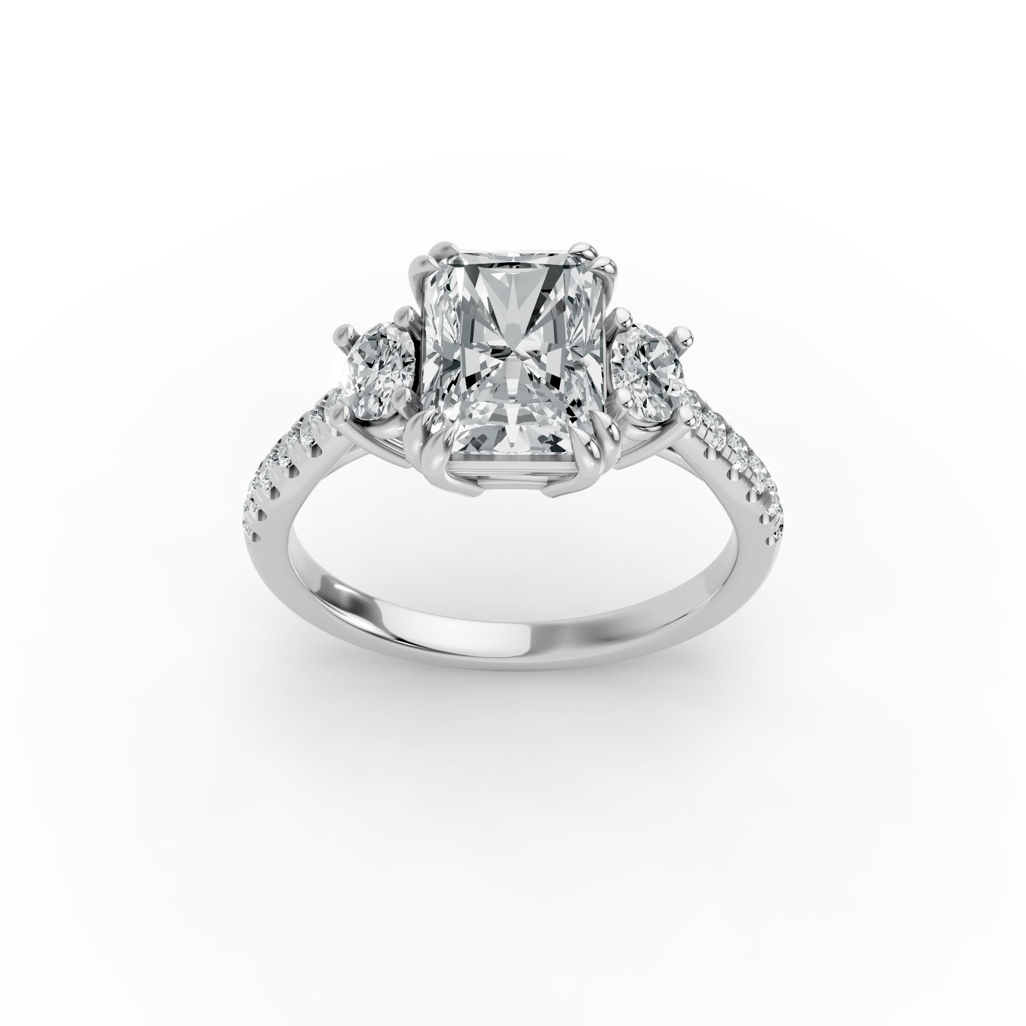 Radiant Shape Diamond Fancy Engagement Ring in Gold