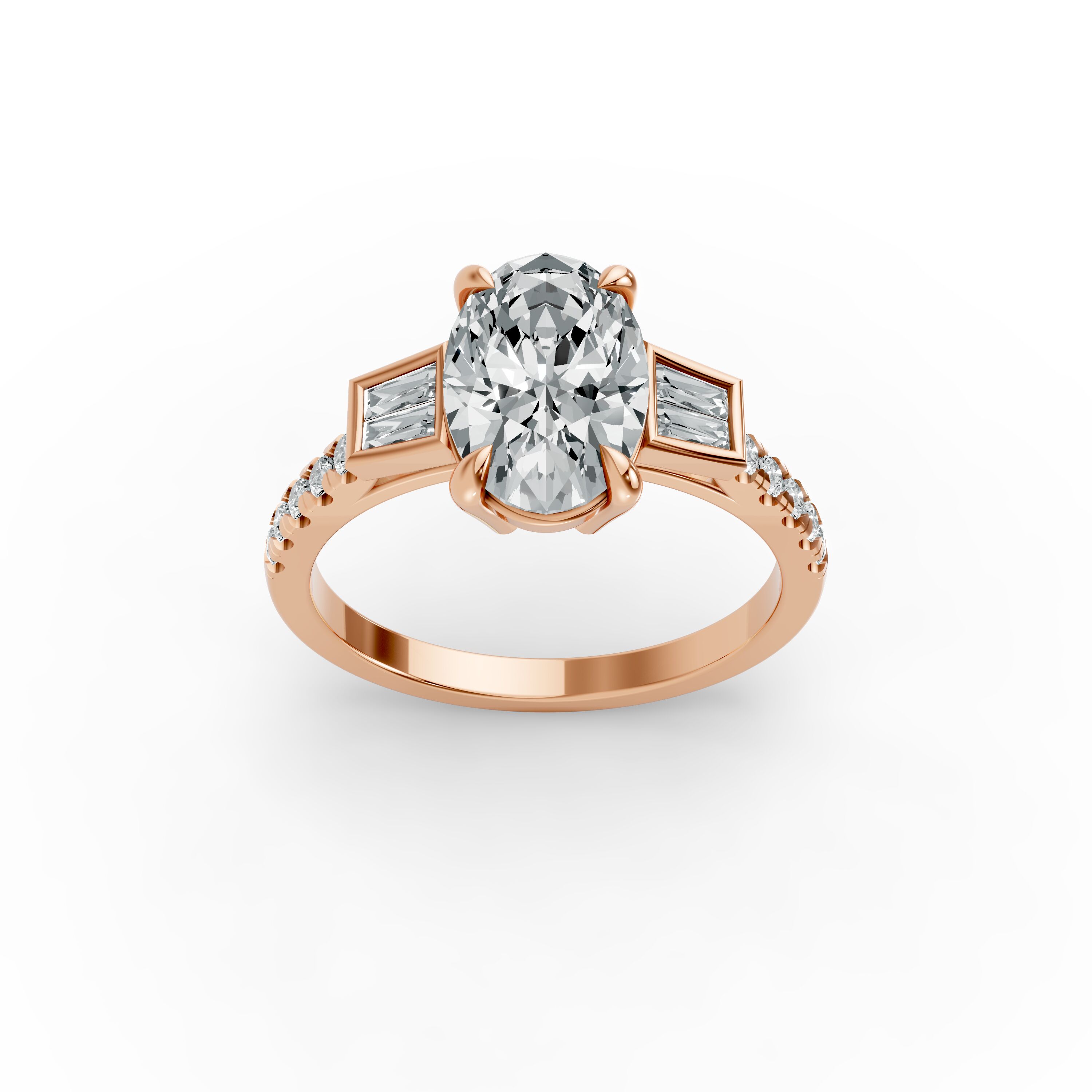 Oval Shape Diamond Fancy Engagement Ring in Gold