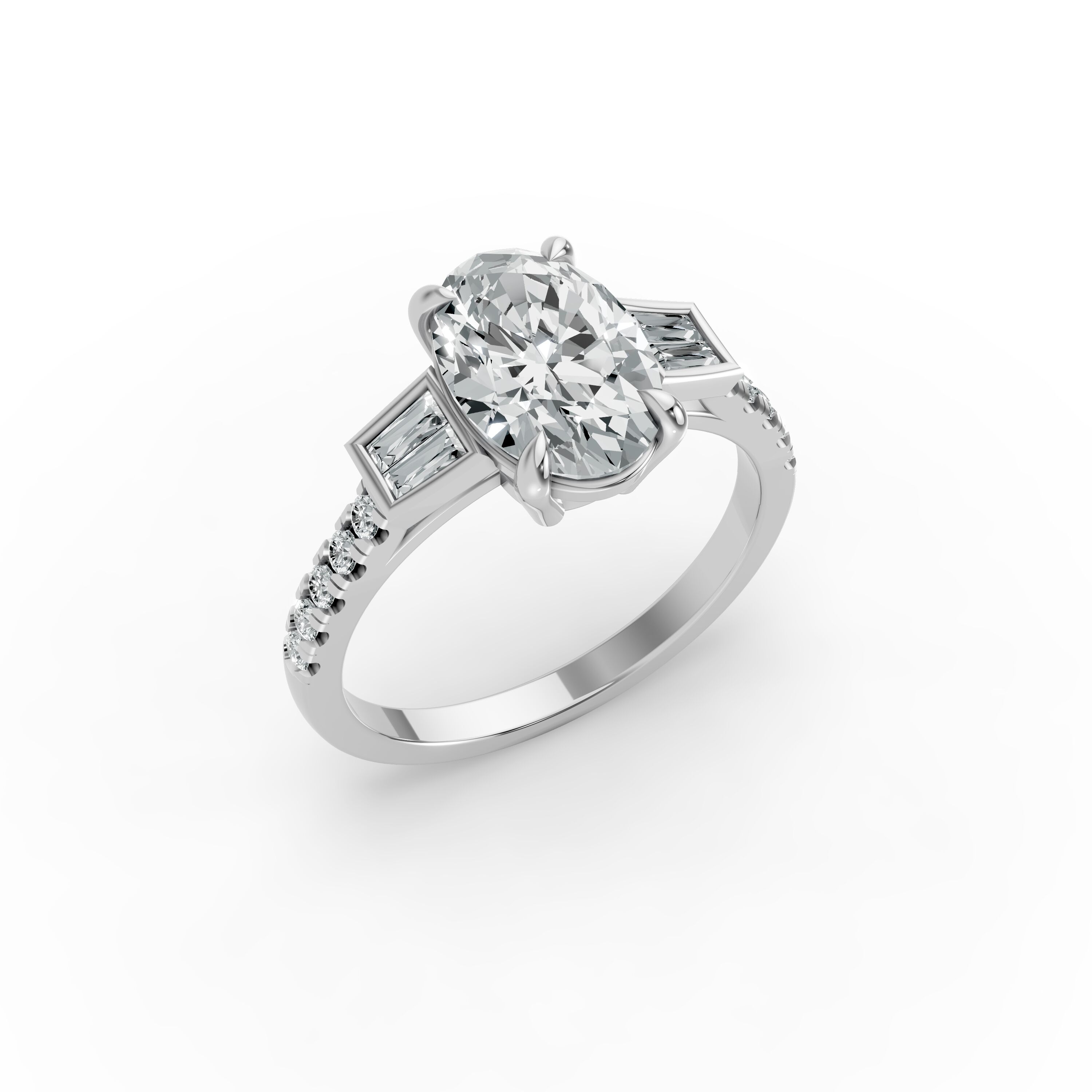 Oval Shape Diamond Fancy Engagement Ring in Gold