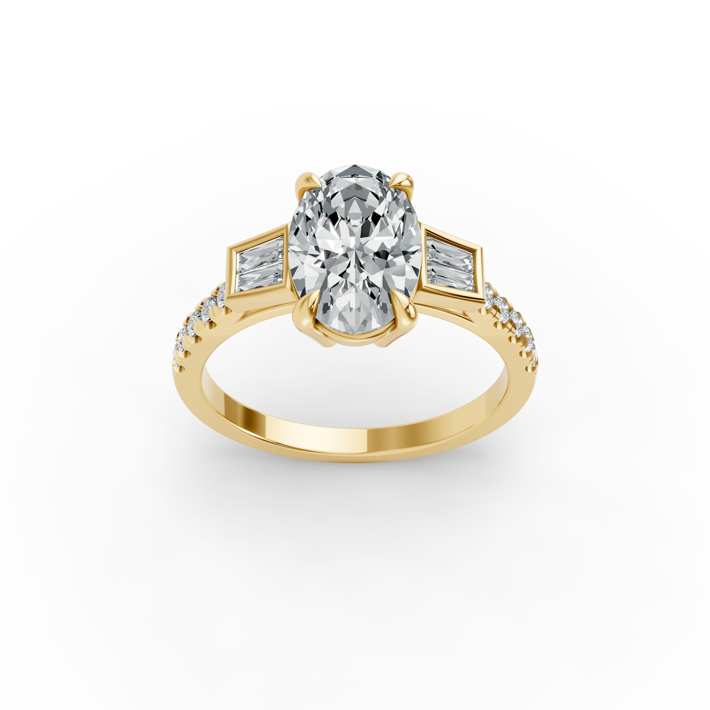 Oval Shape Diamond Fancy Engagement Ring in Gold