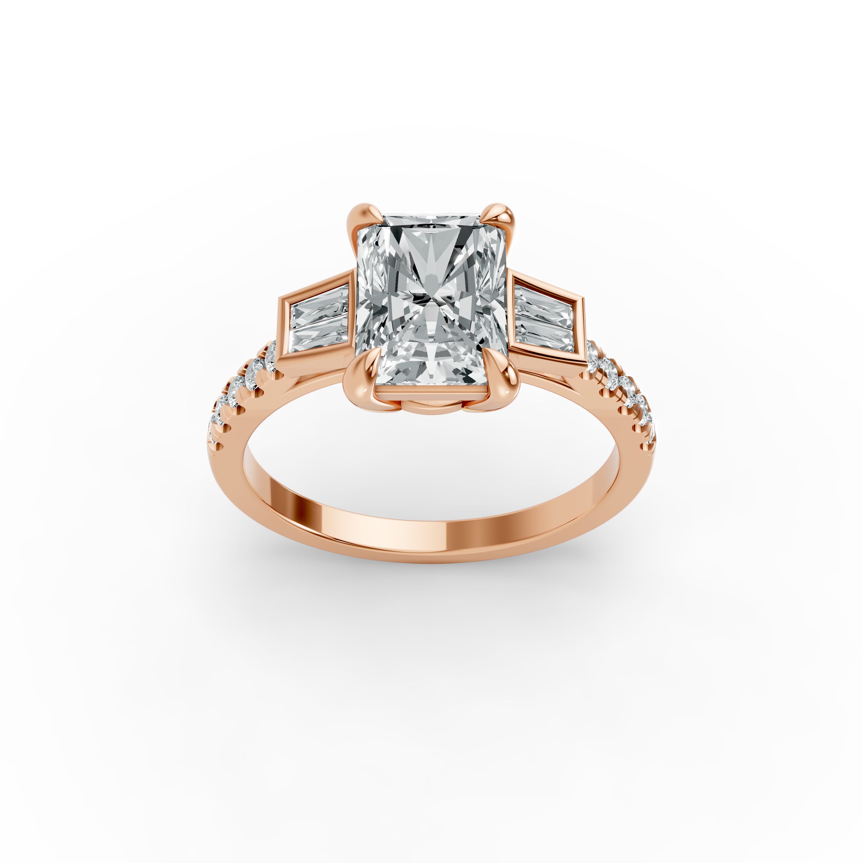 Radiant Shape Diamond Fancy Engagement Ring in Gold