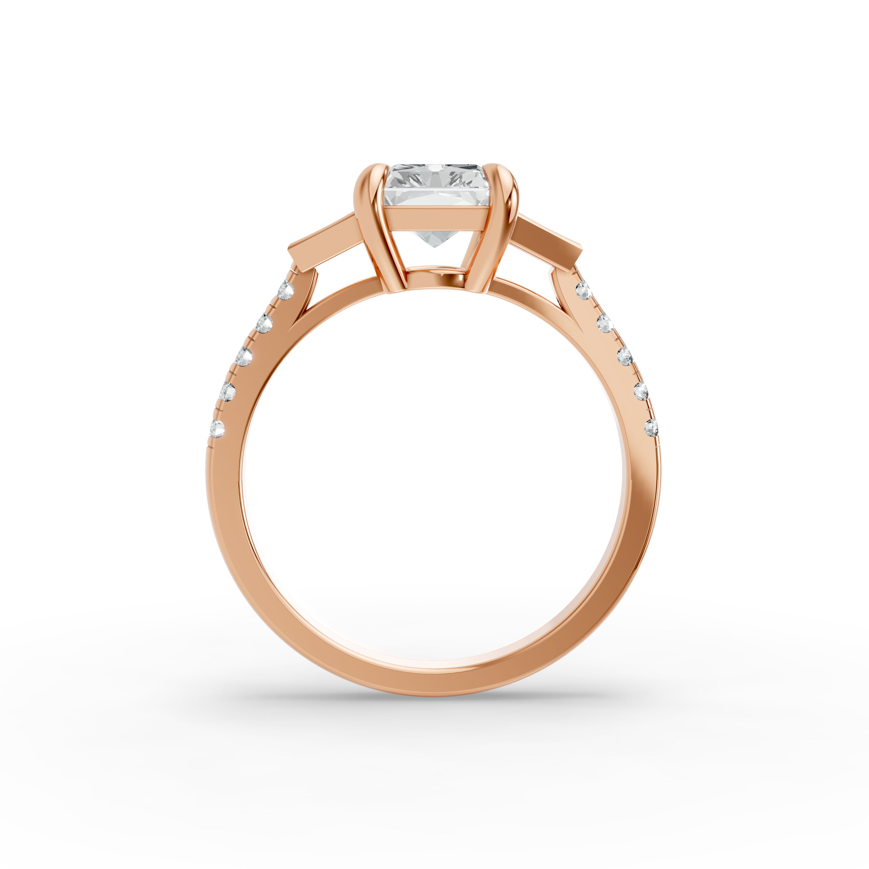 Radiant Shape Diamond Fancy Engagement Ring in Gold