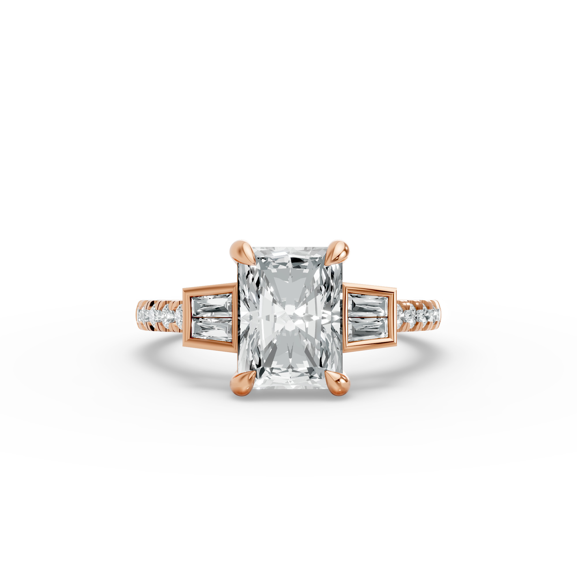 Radiant Shape Diamond Fancy Engagement Ring in Gold