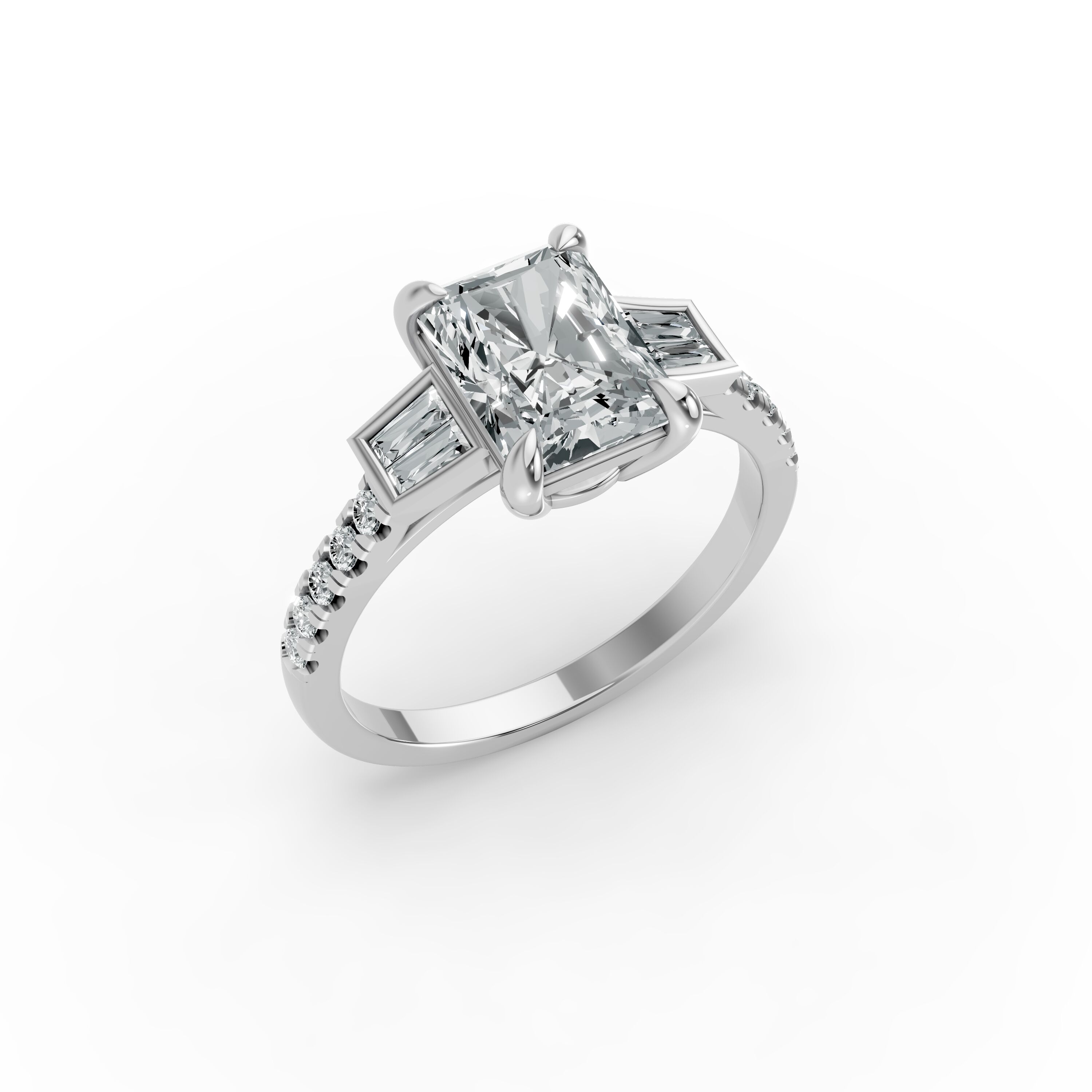 Radiant Shape Diamond Fancy Engagement Ring in Gold
