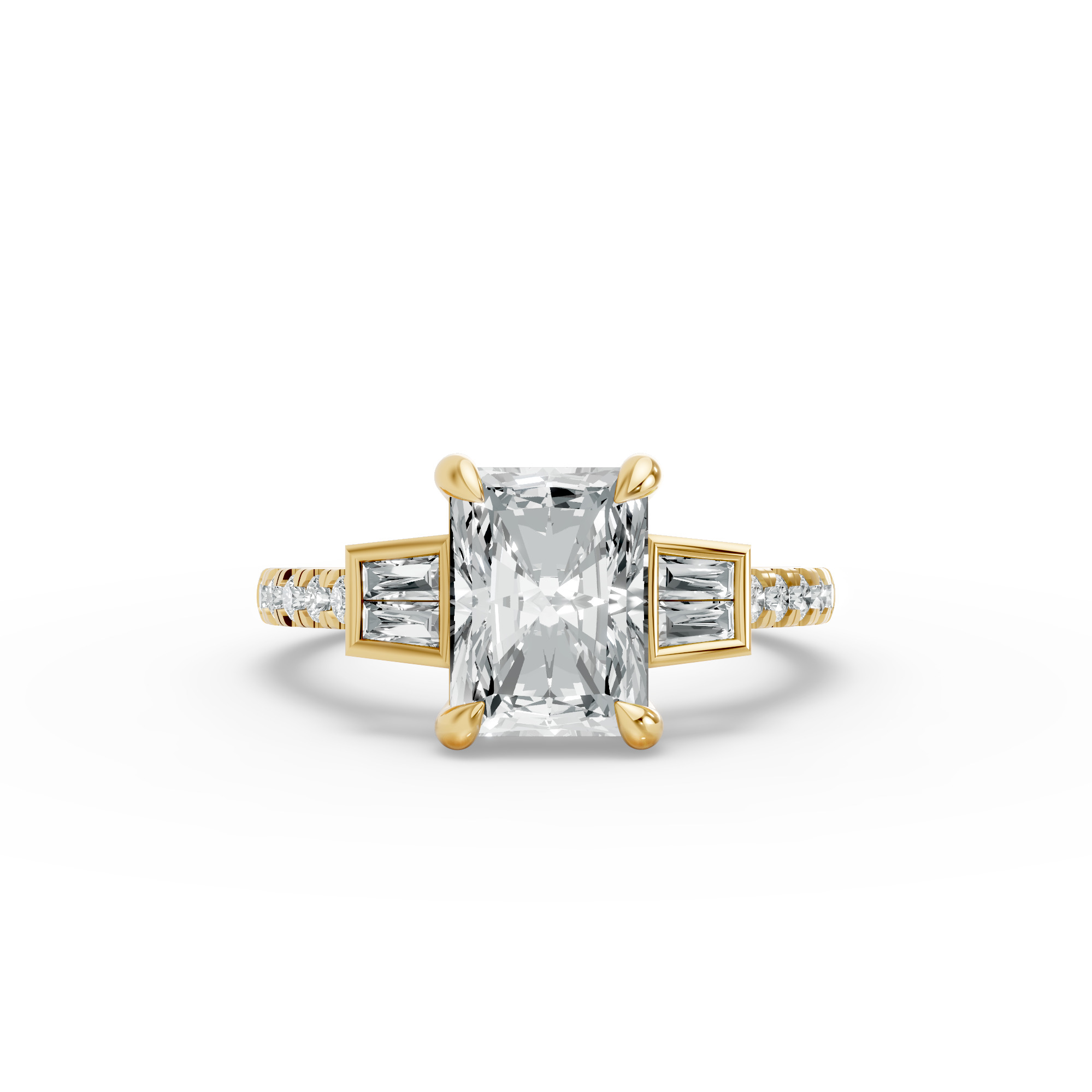 Radiant Shape Diamond Fancy Engagement Ring in Gold