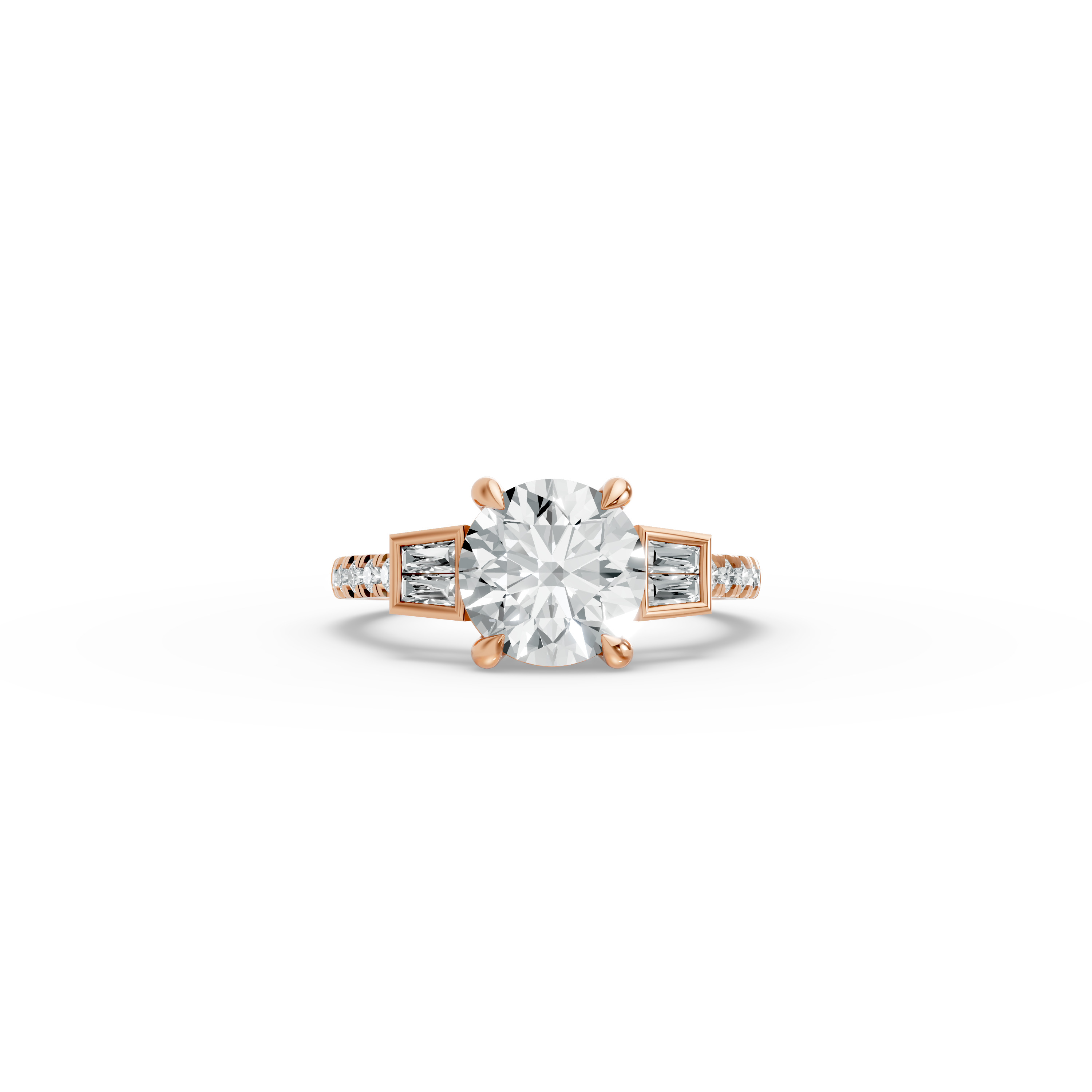 Round Shape Diamond Fancy Engagement Ring in Gold