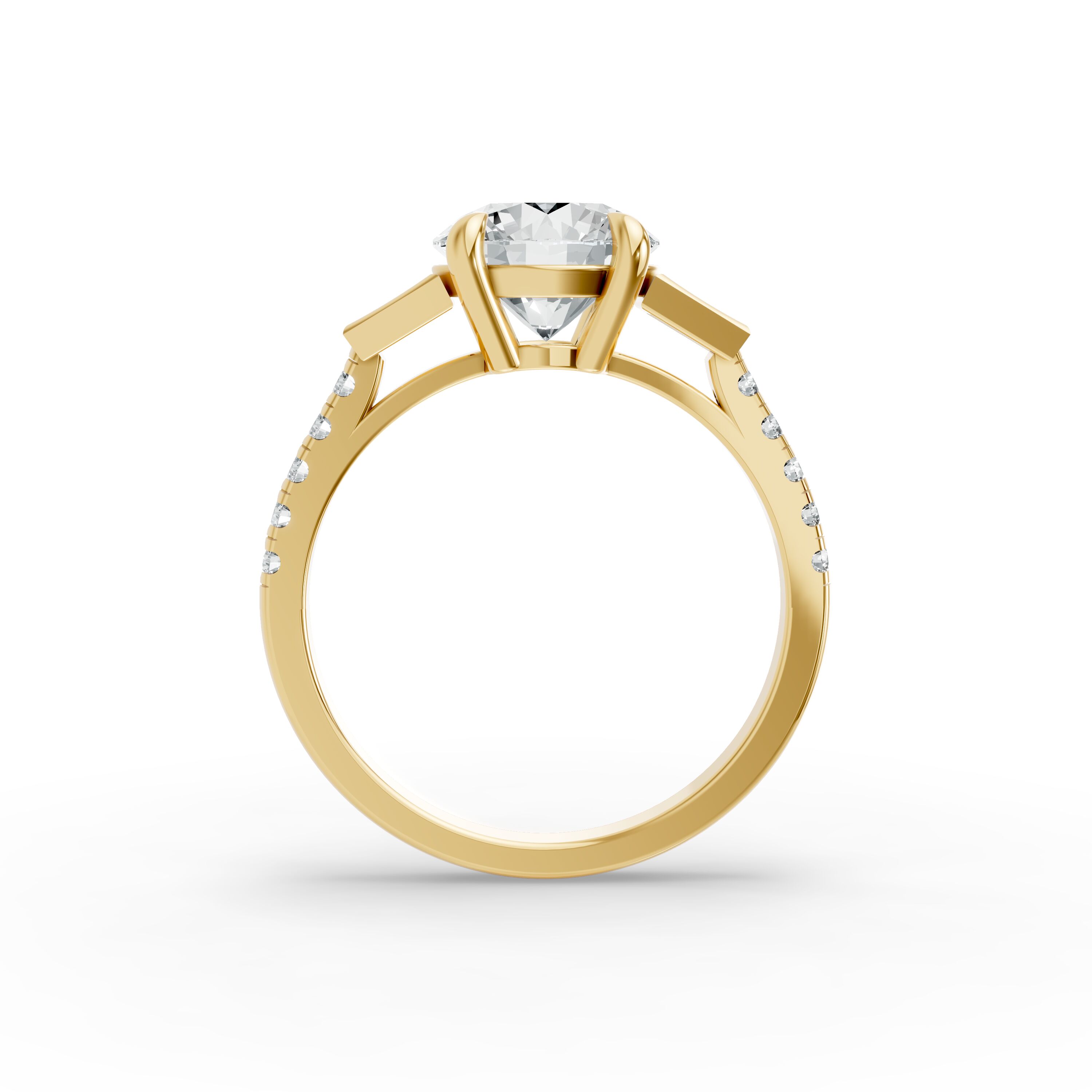 Round Shape Diamond Fancy Engagement Ring in Gold