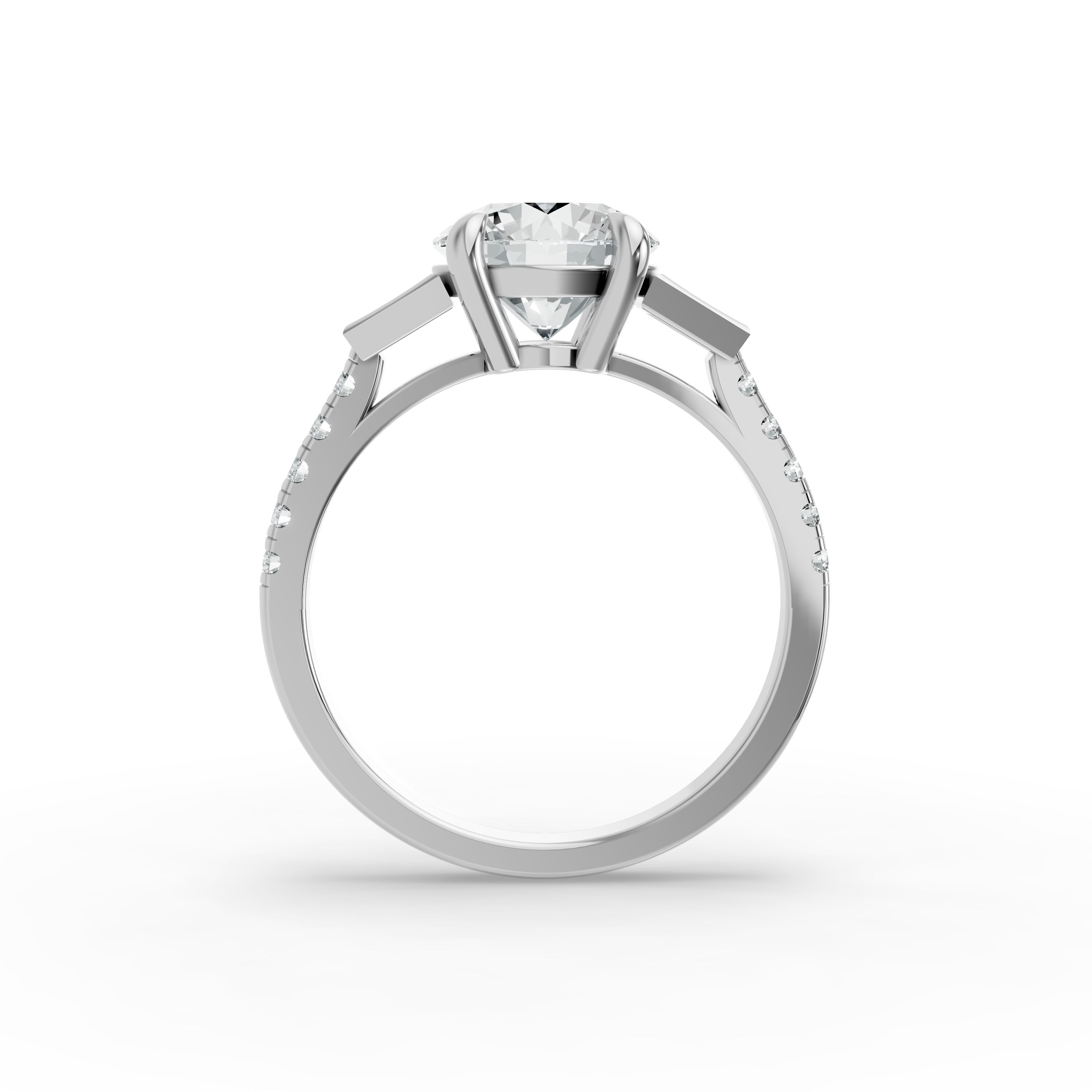 Round Shape Diamond Fancy Engagement Ring in Gold