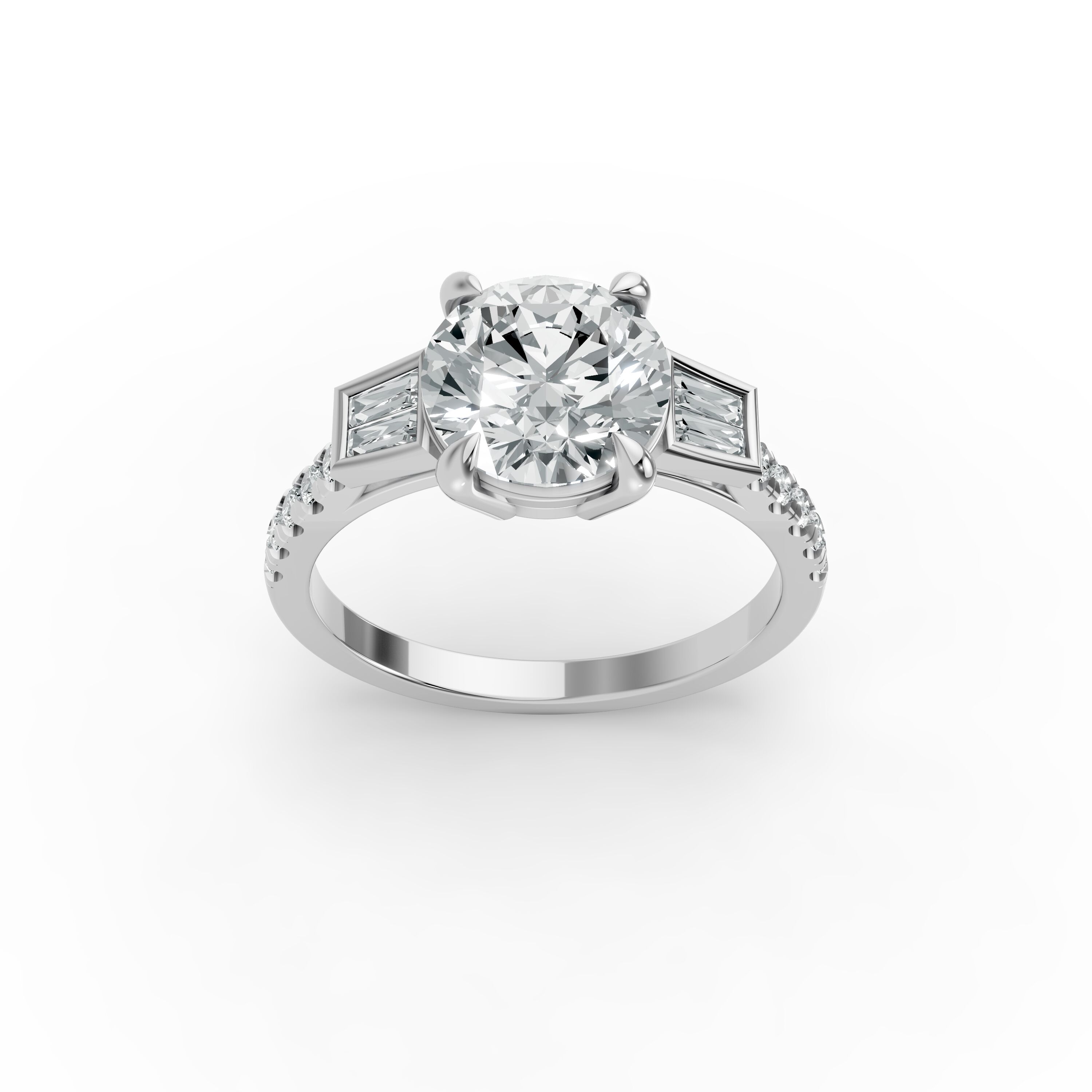 Round Shape Diamond Fancy Engagement Ring in Gold