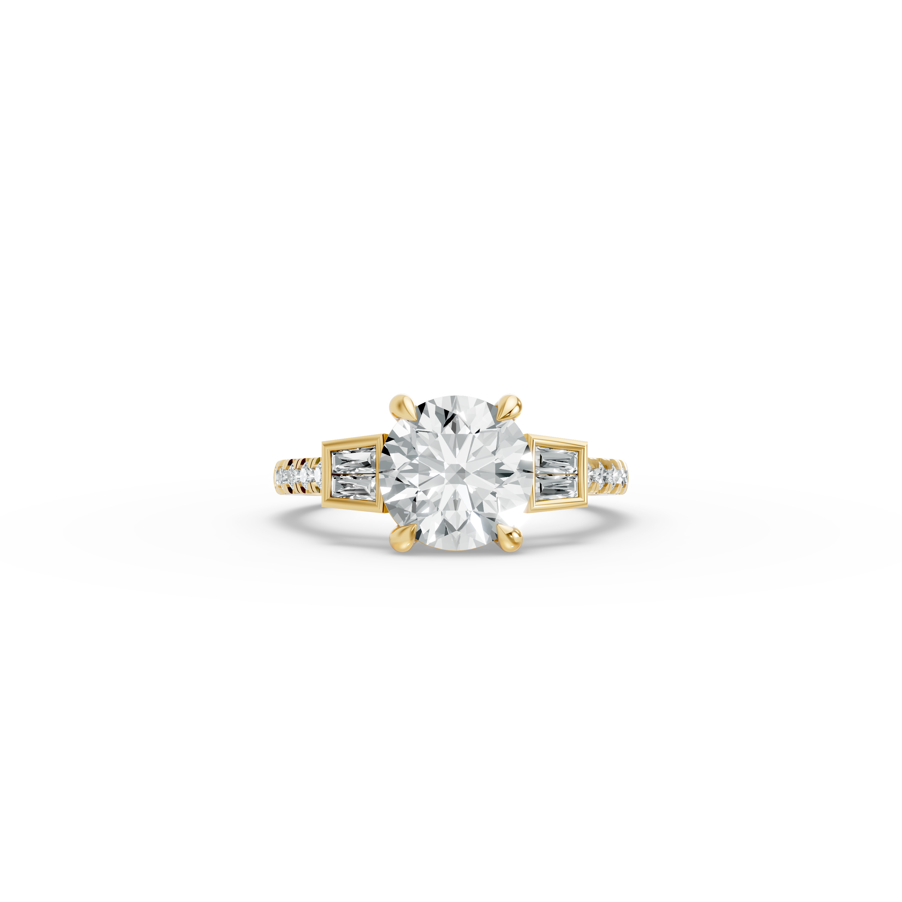 Round Shape Diamond Fancy Engagement Ring in Gold