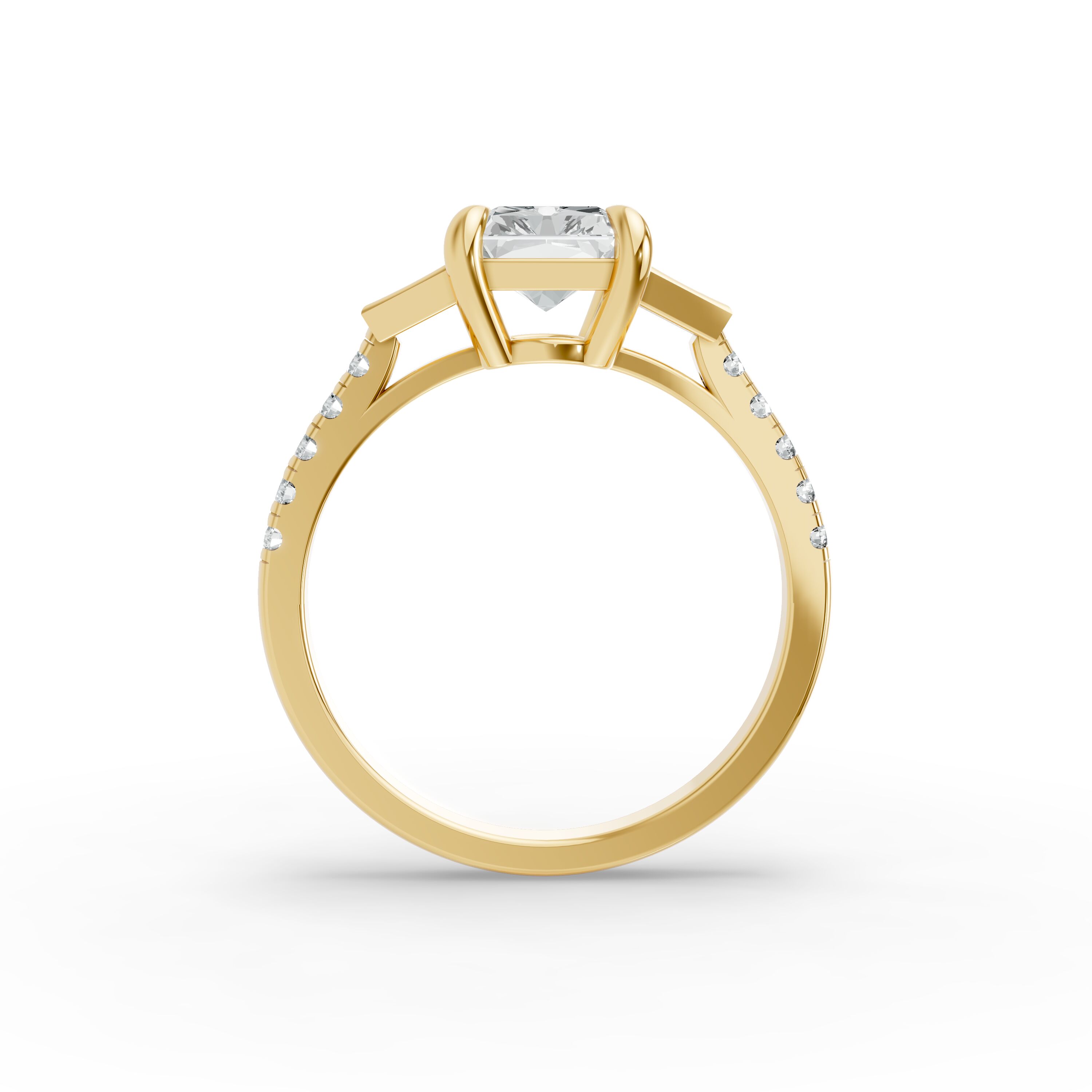 Radiant Shape Diamond Fancy Engagement Ring in Gold