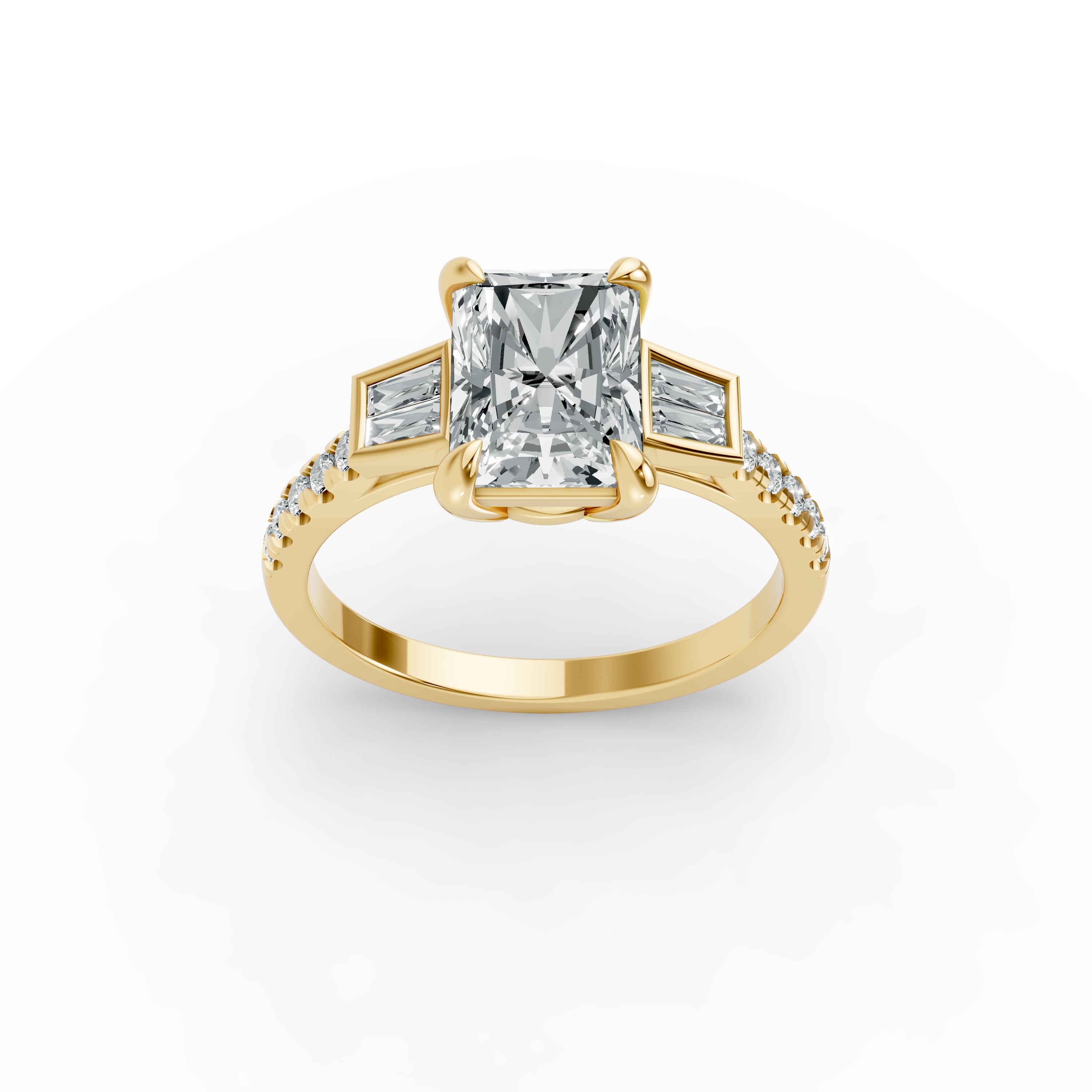 Radiant Shape Diamond Fancy Engagement Ring in Gold