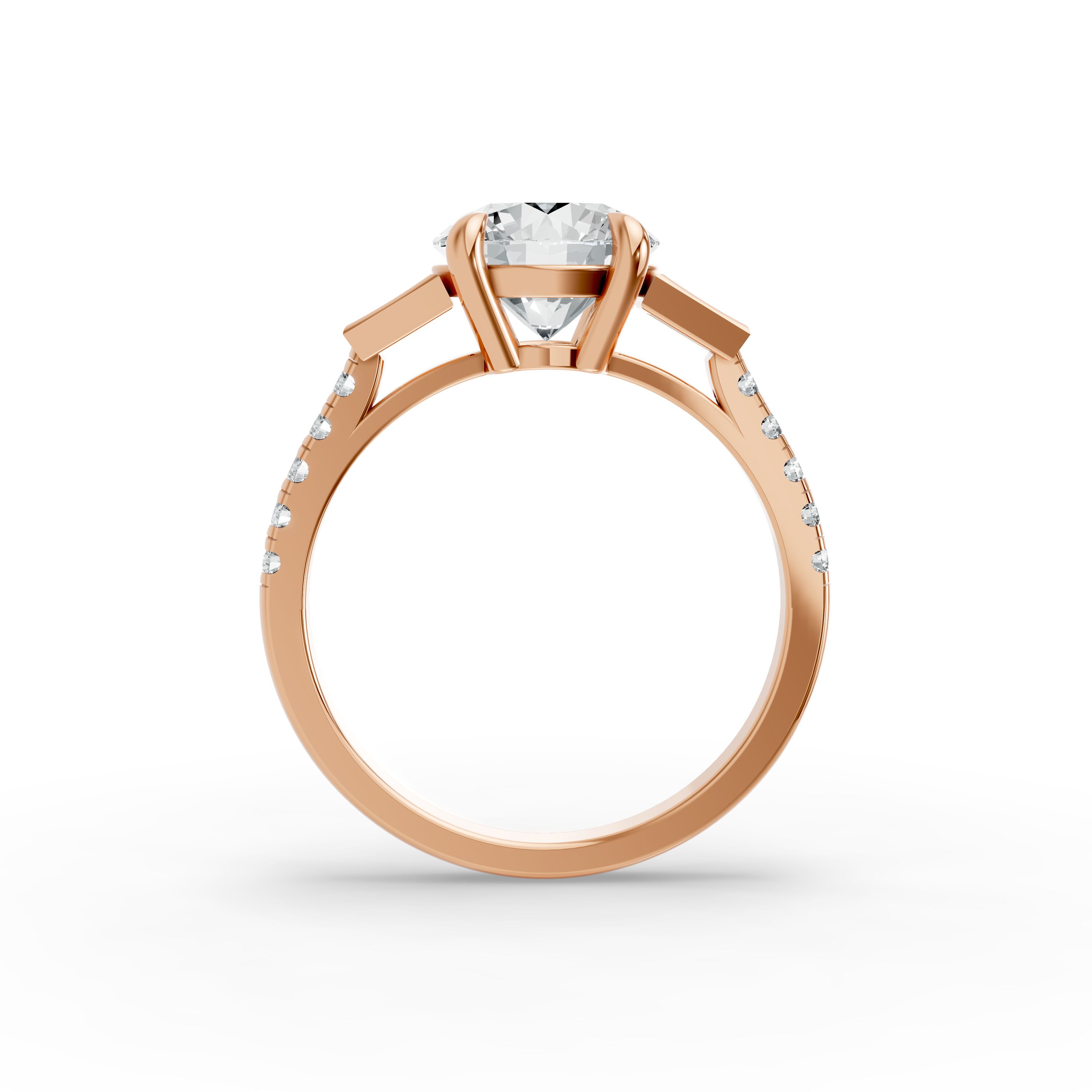 Round Shape Diamond Fancy Engagement Ring in Gold