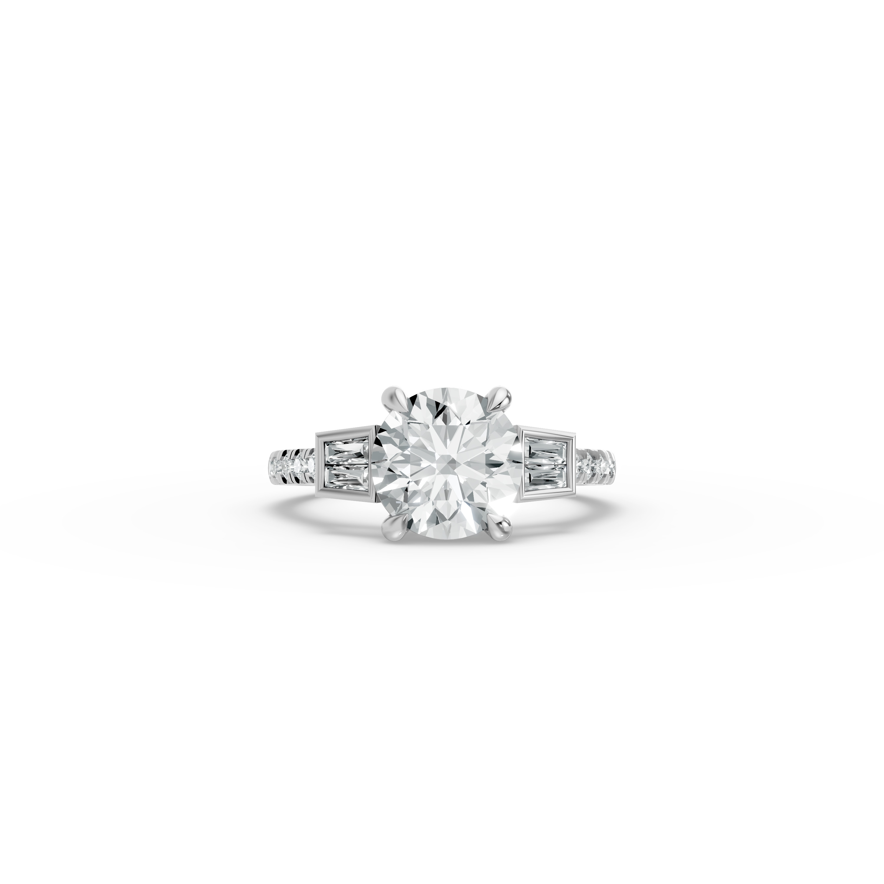 Round Shape Diamond Fancy Engagement Ring in Gold