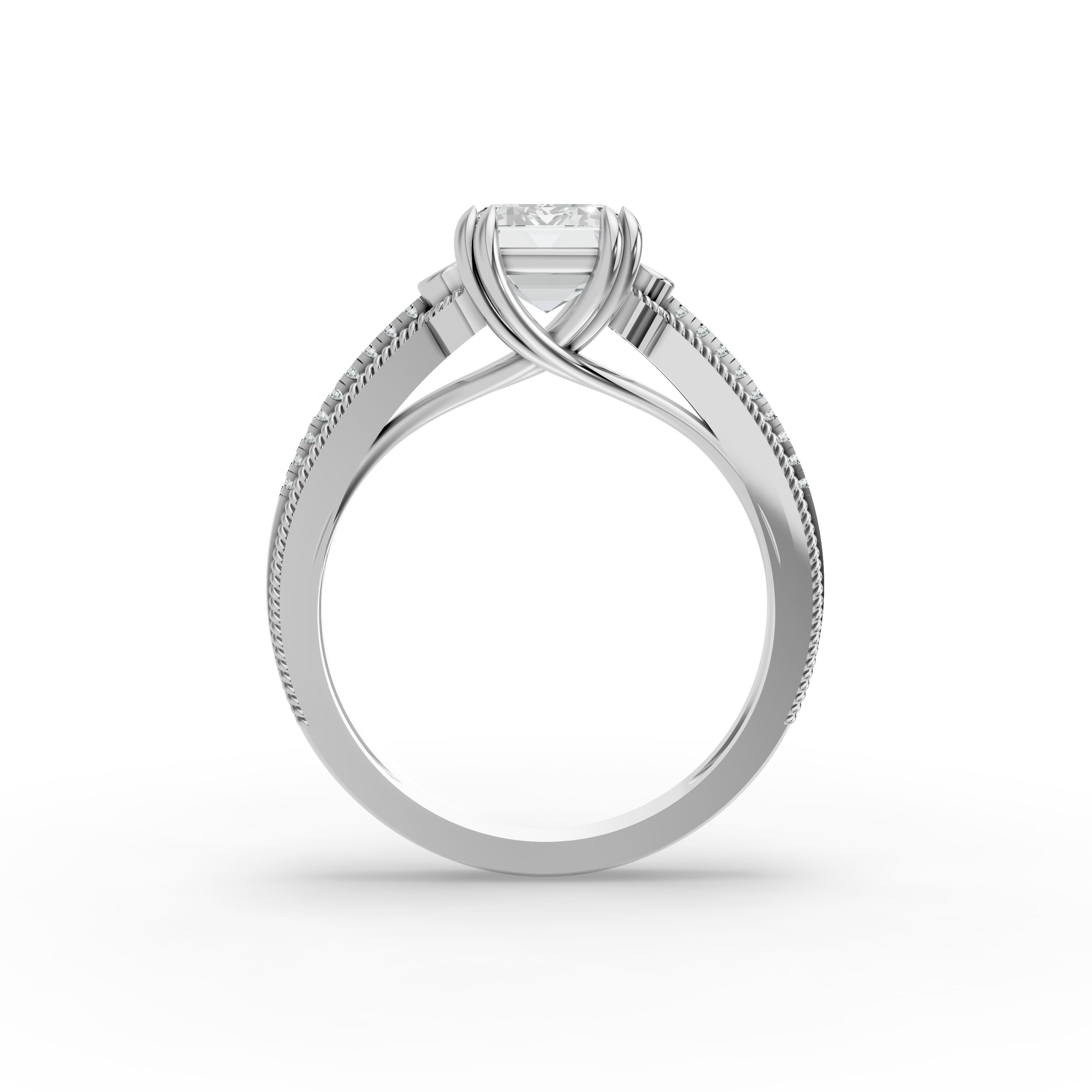 Emerald Shape Diamond Fancy Engagement Ring in Gold
