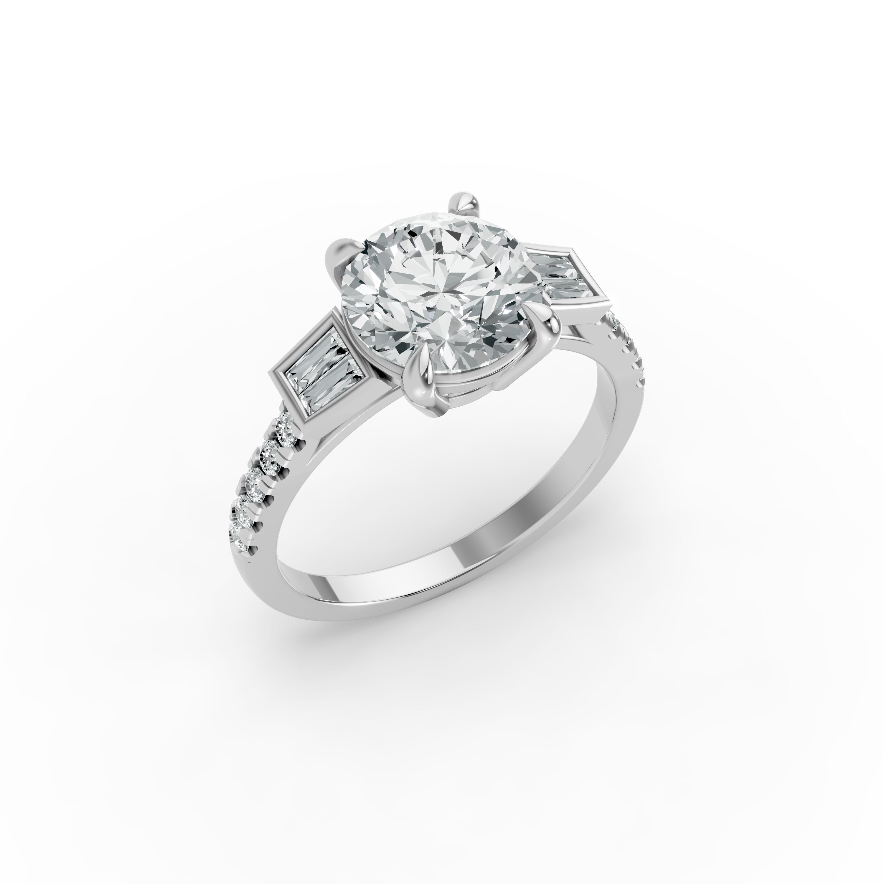 Round Shape Diamond Fancy Engagement Ring in Gold