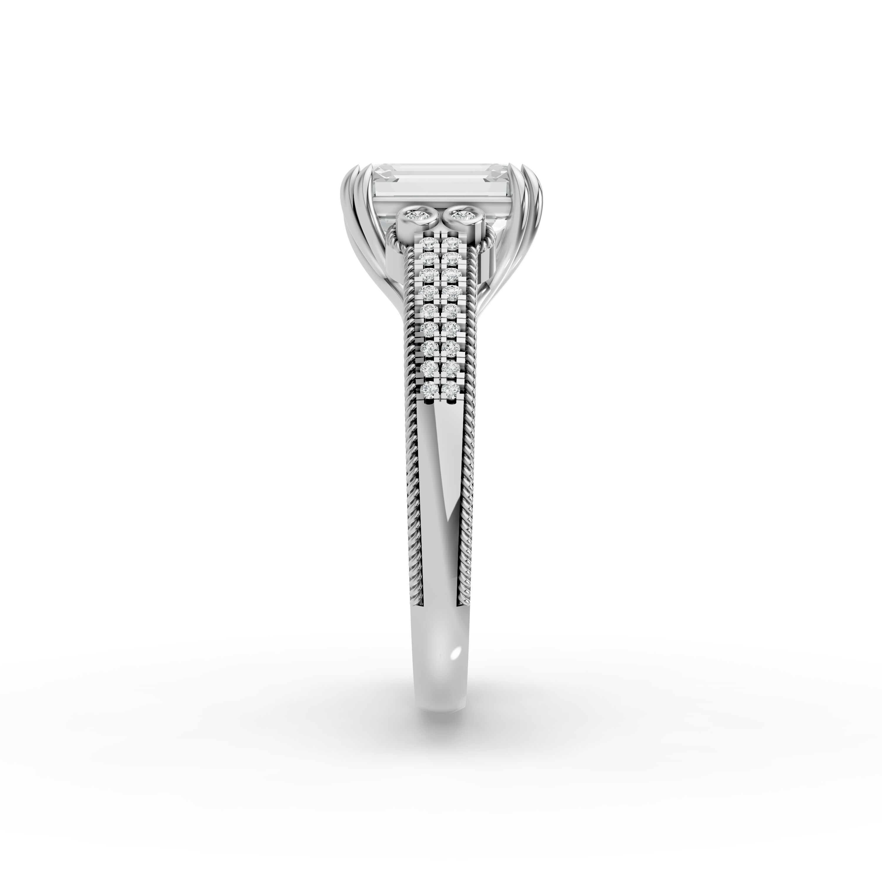 Emerald Shape Diamond Fancy Engagement Ring in Gold