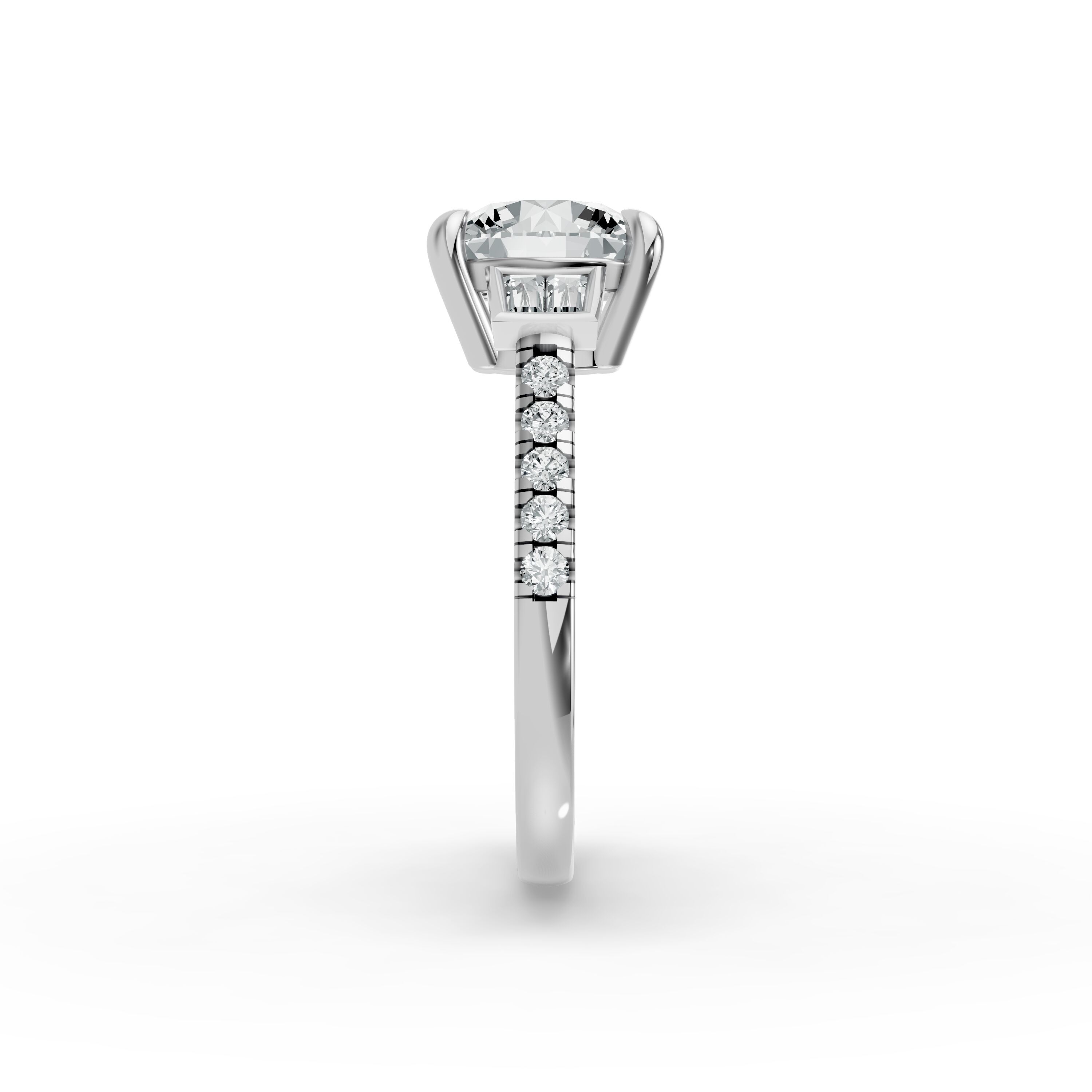 Round Shape Diamond Fancy Engagement Ring in Gold