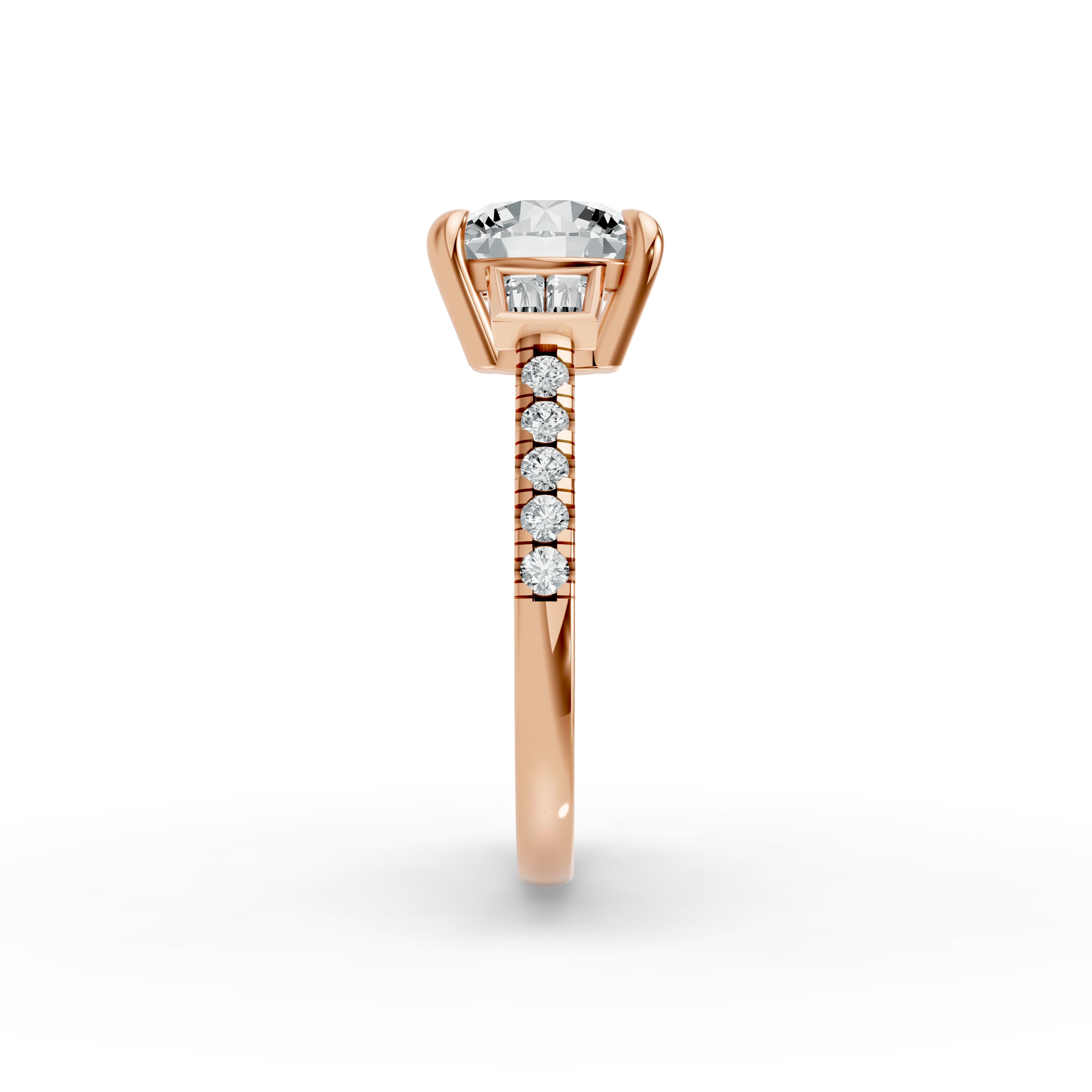 Round Shape Diamond Fancy Engagement Ring in Gold